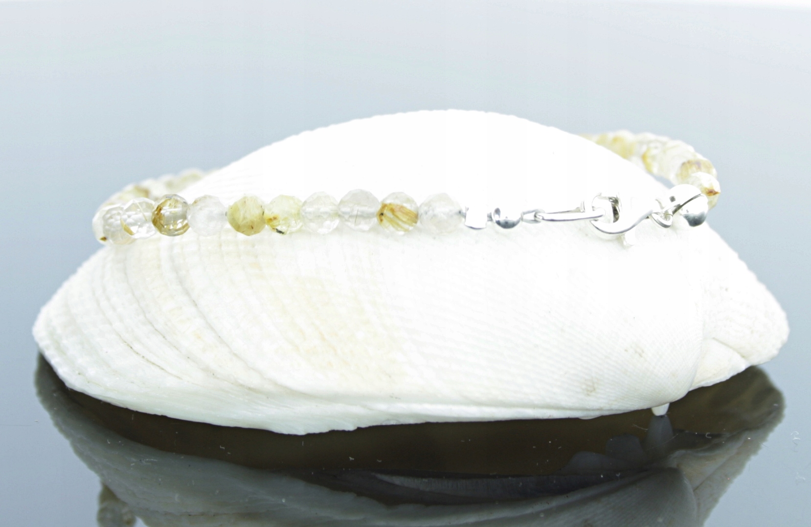 Bransoletka srebro0,925 -KRYSZTAŁ GÓRSKI Z RUTYLEM Rodzaj Rękodzieło Wyrób jubilerski