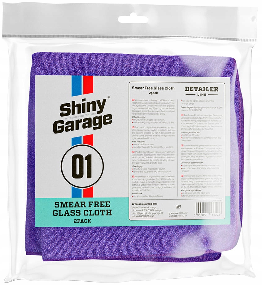 

Shiny Garage Smear Free Glass Cloth 2X Mikrofibra