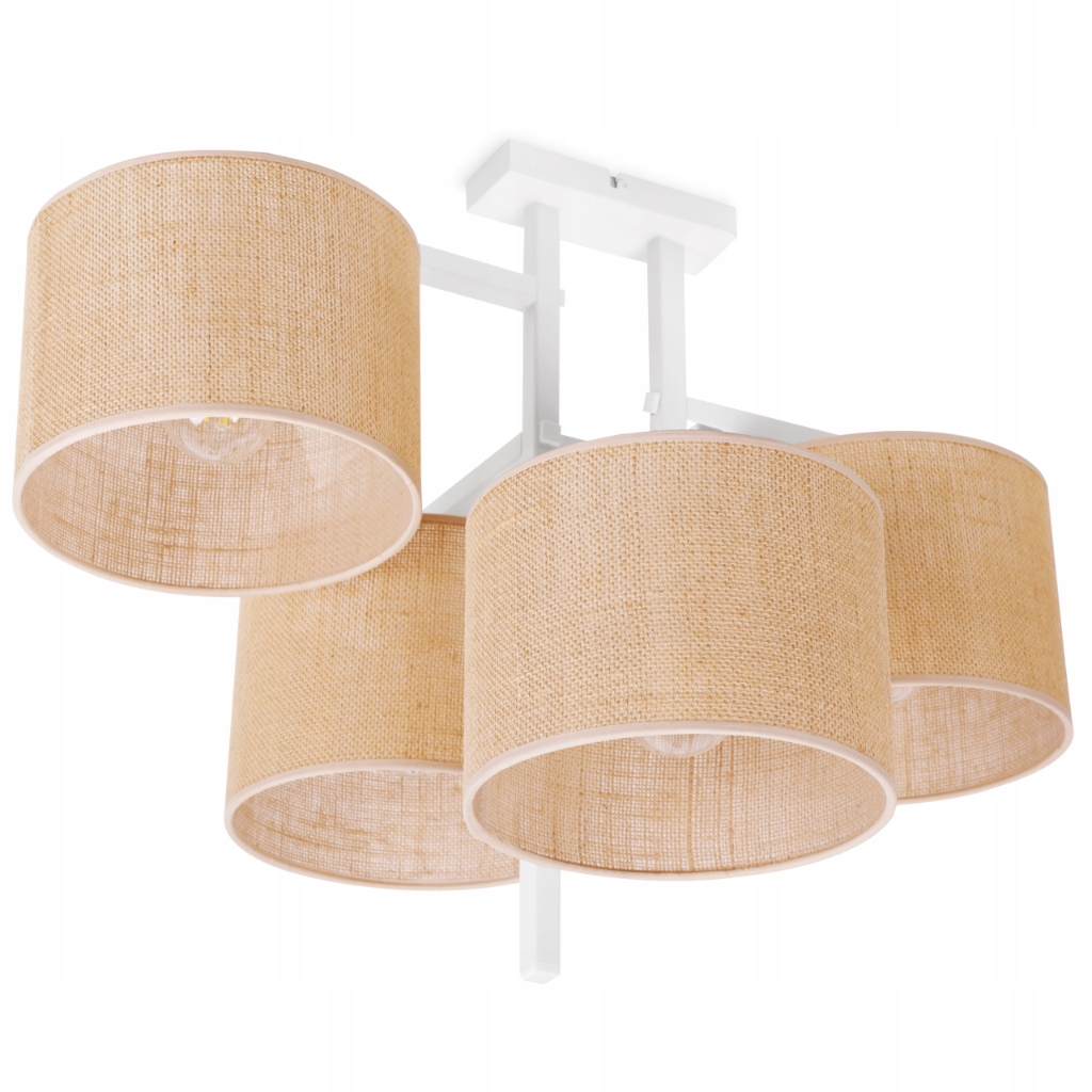 Závesná Stropná Lampa Luster Boho Lišta Juta Okrúhle Tienidlo Nad Stôl