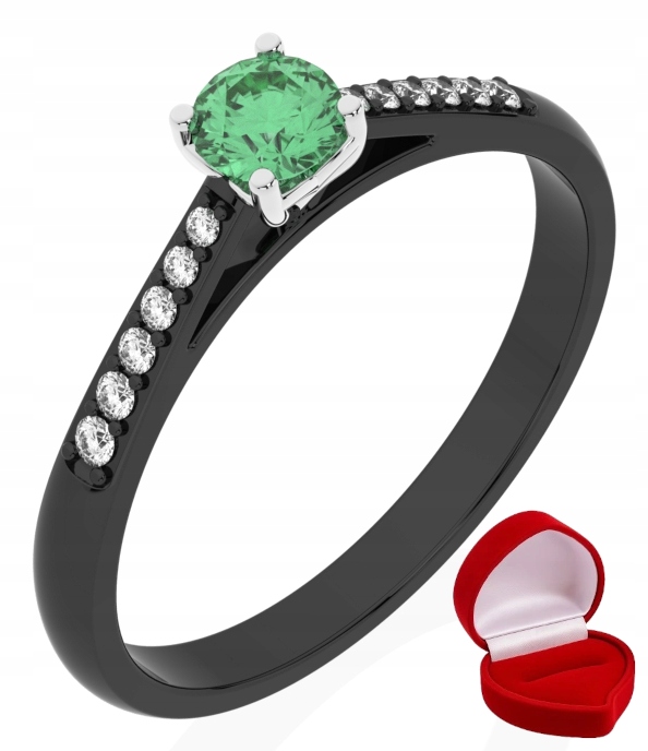 Prstýnek, černé zlato, smaragd 0,19 ct R13