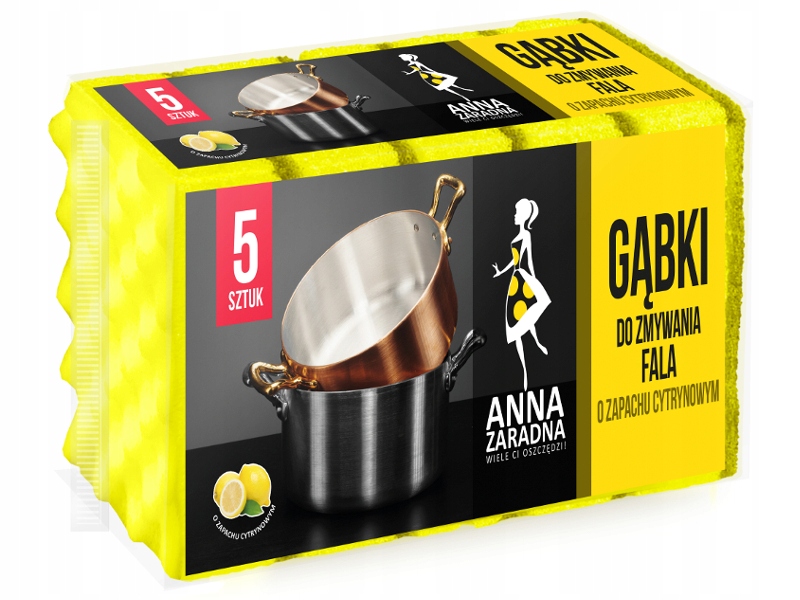 

Anna Zaradna Gąbki Do Mycia Fala Cytrynowe 5 Sztuk