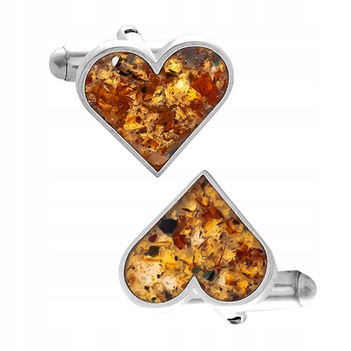 Stříbrné manžetové Knoflíčky Kier karetní s baltský jantar Stříbro AG925