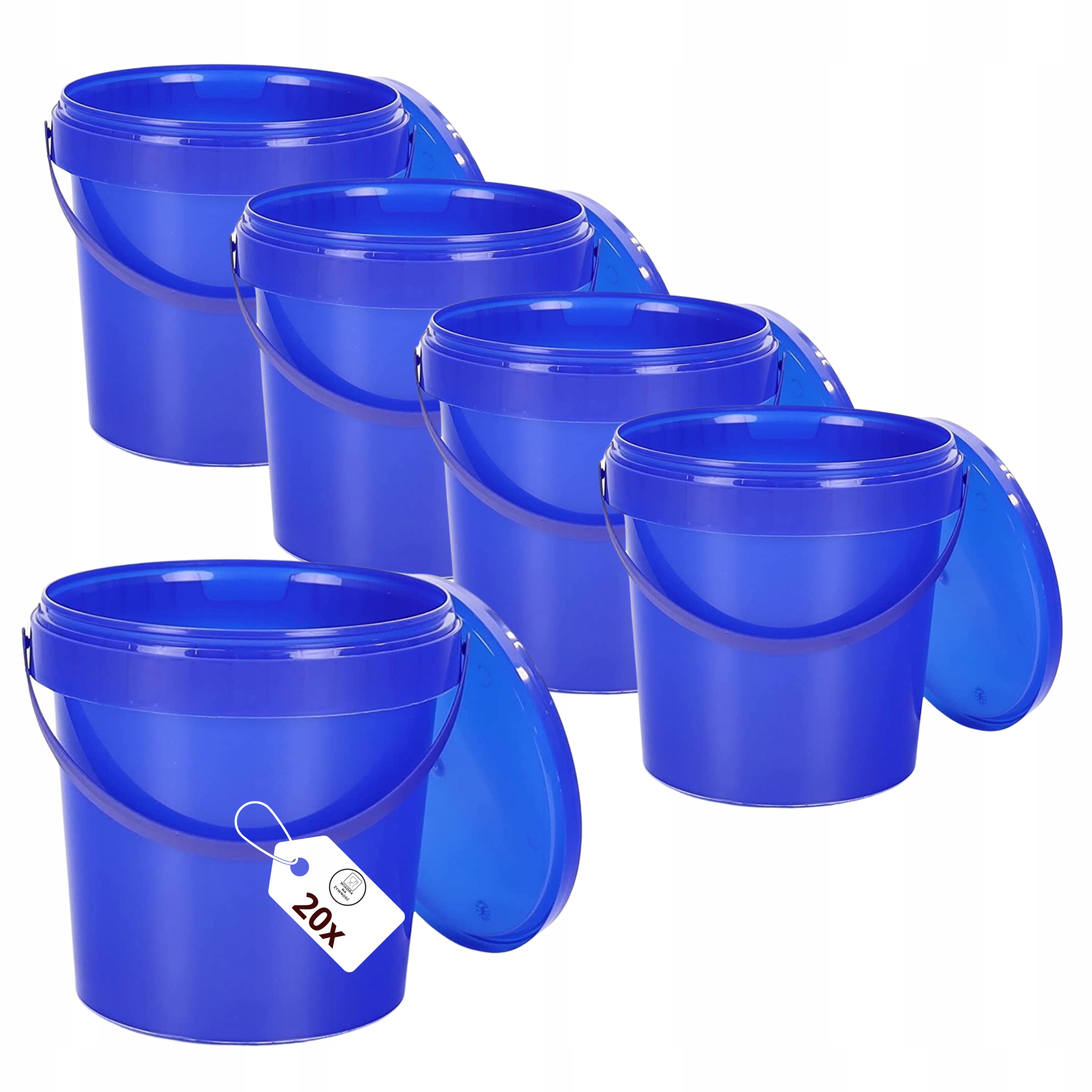 20 x Kbelík 1 L s modrým víkem na potraviny