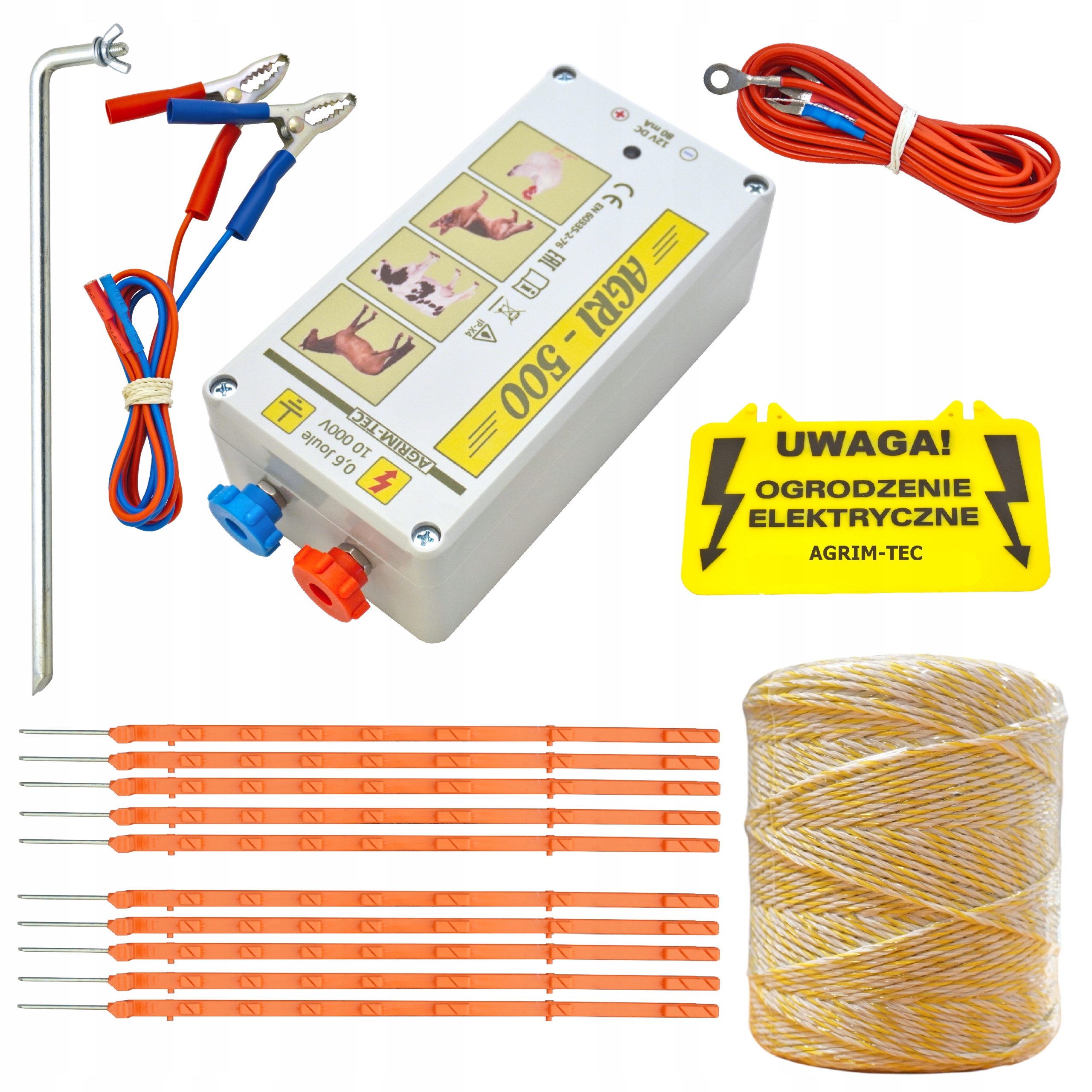 Kompletny Zestaw ogrodzenia elektrycznego Paliki Pastuch Plecionka