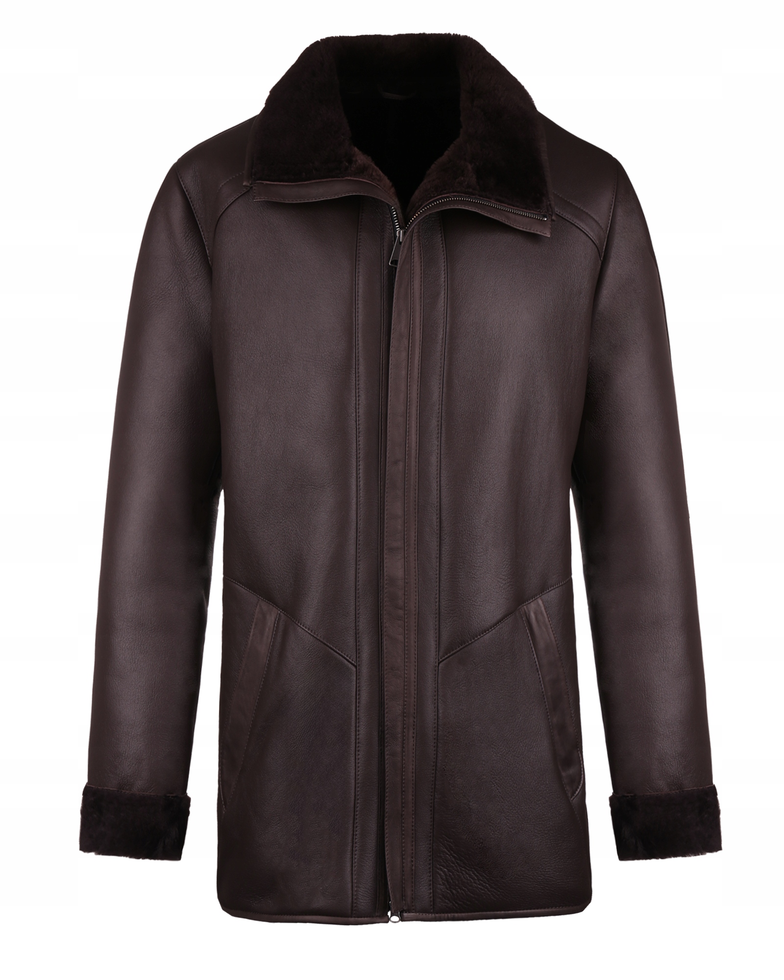 Kožich Tmavě Hnědý Kožený Pánský Gabryś M