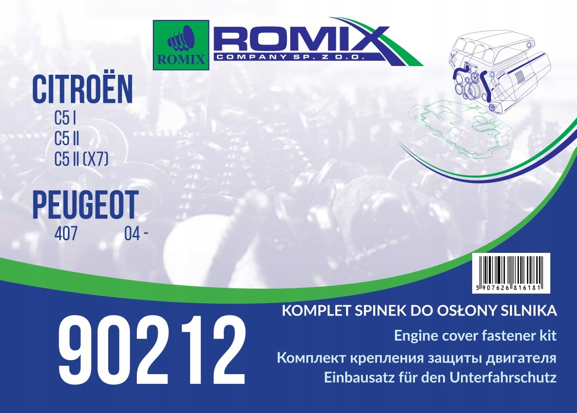 OSŁONA SILNIKA DOLNA PEUGEOT 407 04- 2.0HDI SPINKI Producent części Florimex