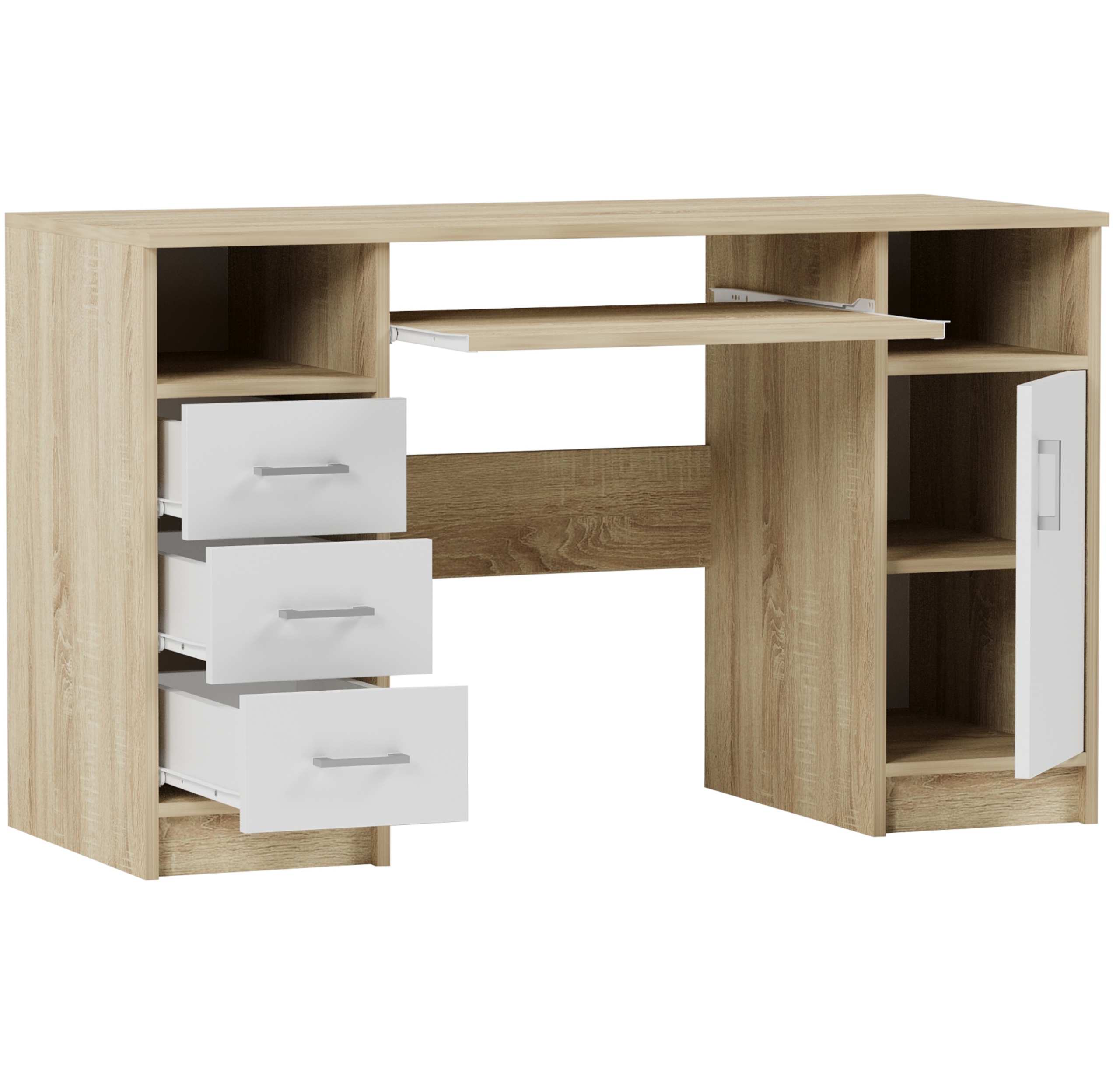 Biurko komputerowe stolik 124cm sonoma białe N11