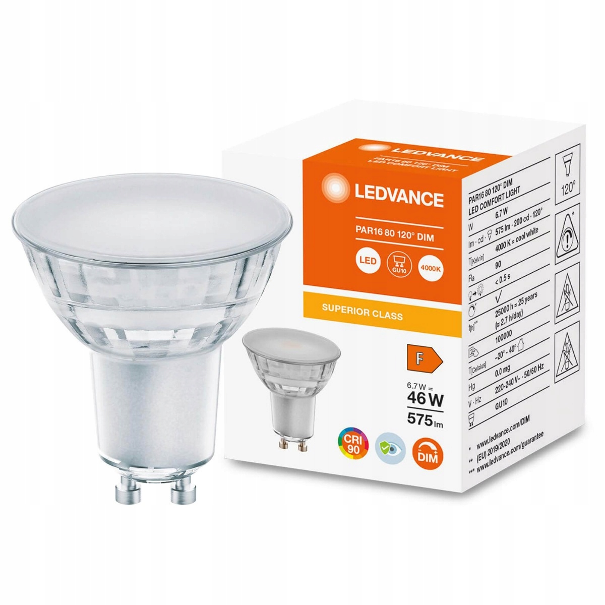 Żarówka LED GU10 6,7W 48W 4000K CRI90 DIM LEDVANCE