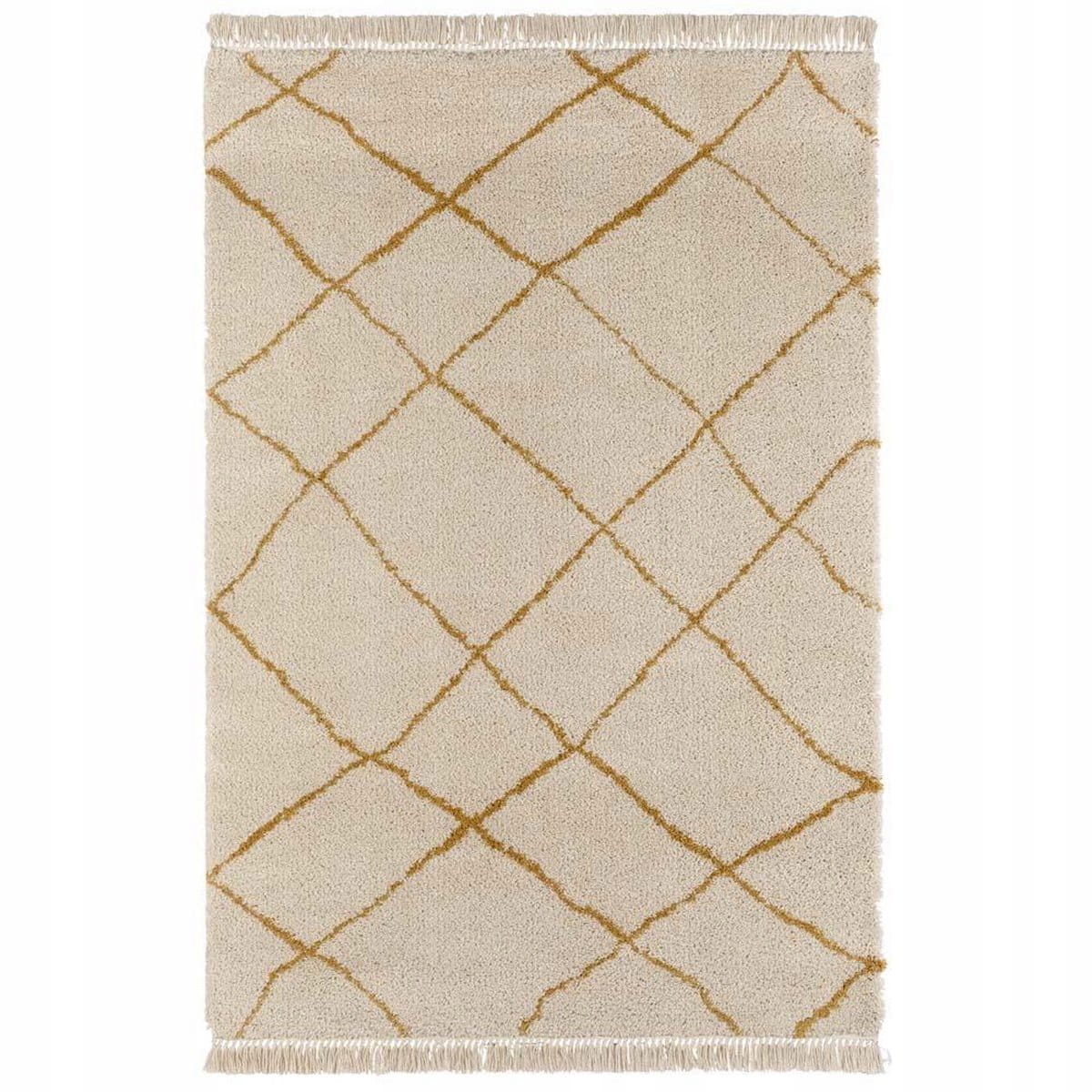 Koberec béžový, Shaggy pruhovaný, zlatý, 160 x 230 cm