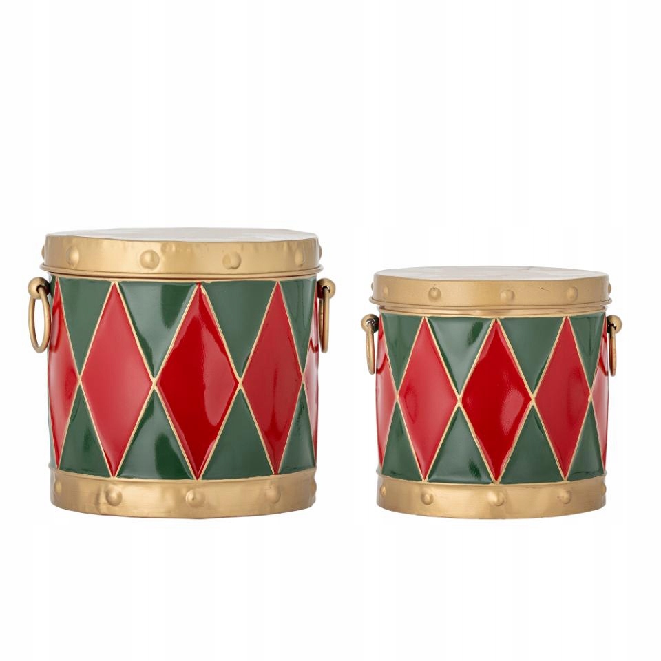 Bloomingville Yuri Vianočná plechovka Krabička Bubon 2 Ks Červená