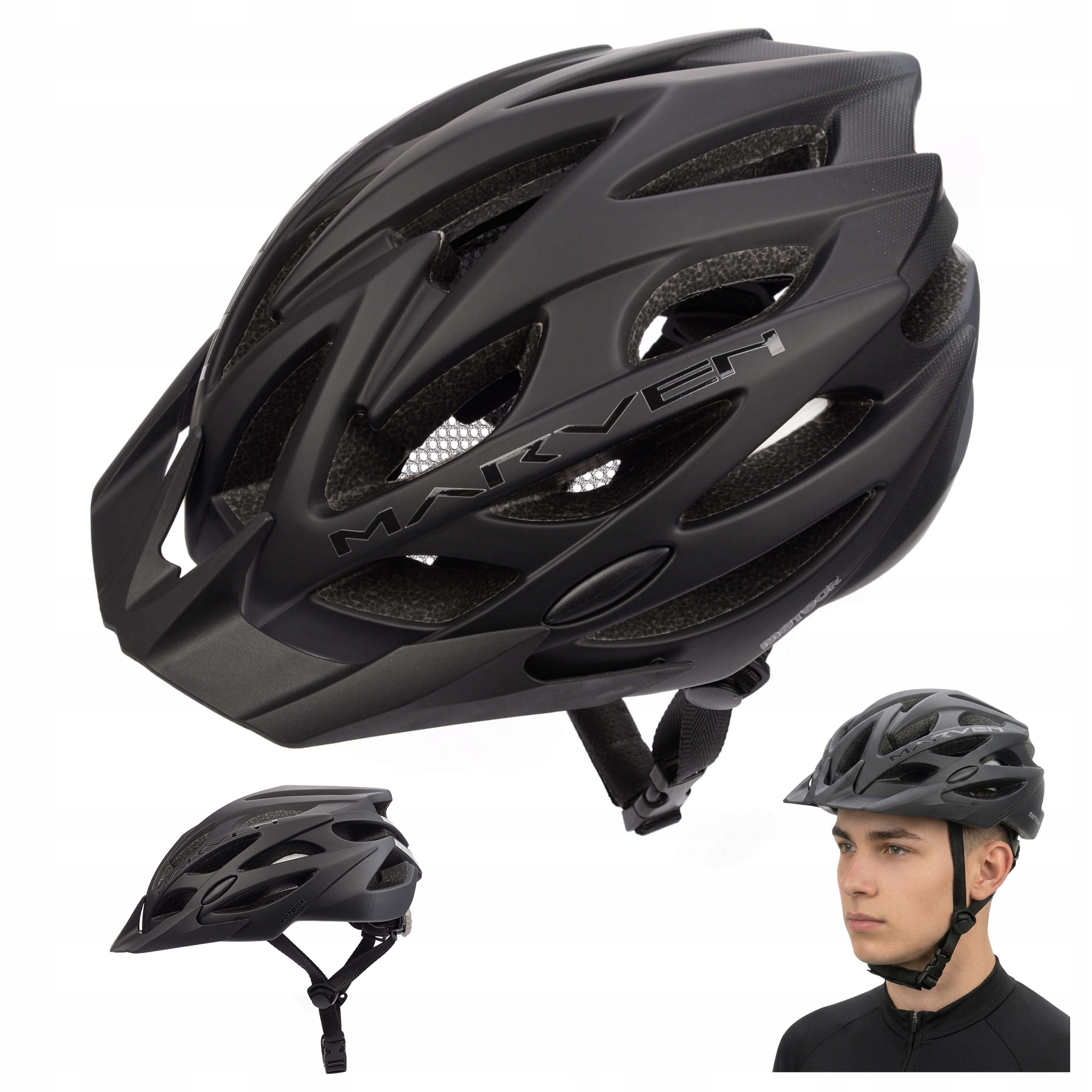 Kask Rowerowy Regulowany Meteor Marven L 58-61cm siatka otwory wentylacyjne