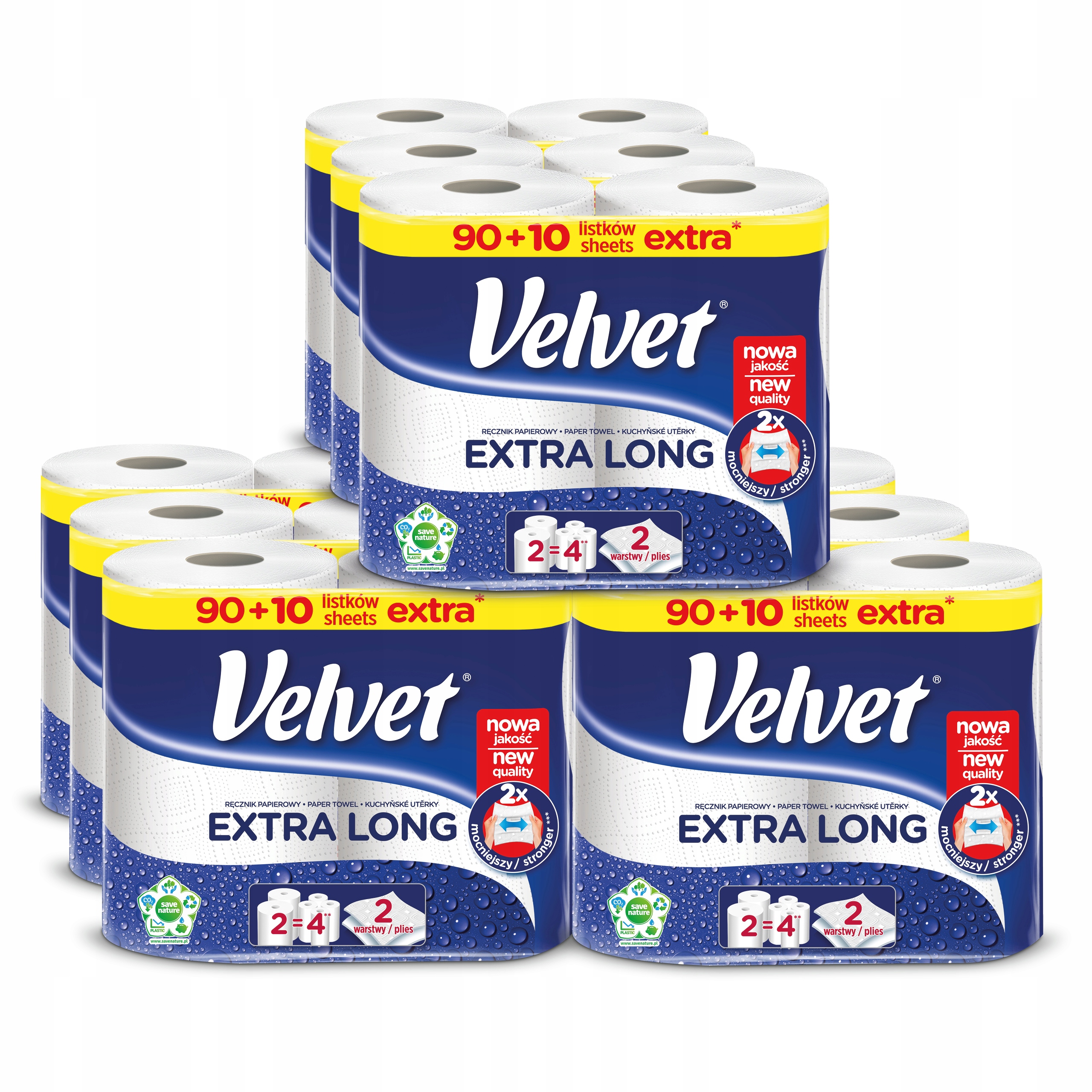 Velvet ręczniki papierowe Extra Long 9 x 2 rolki 100 listków