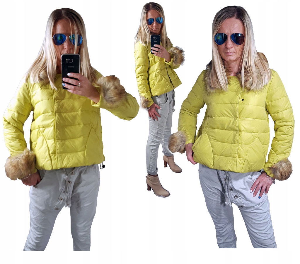 

Kurtka Chanelka Pikowana Puchowa Odpinane Futro M