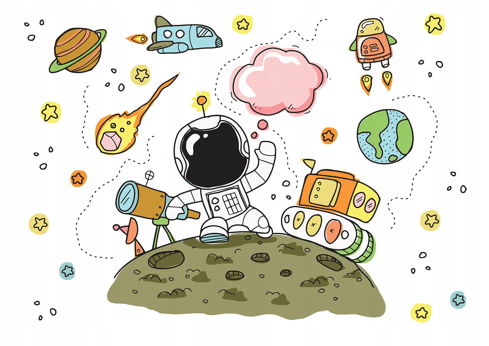 Fototapeta Kozmonaut Mesiac Raketa do detskej izby 368x254 lepidlo