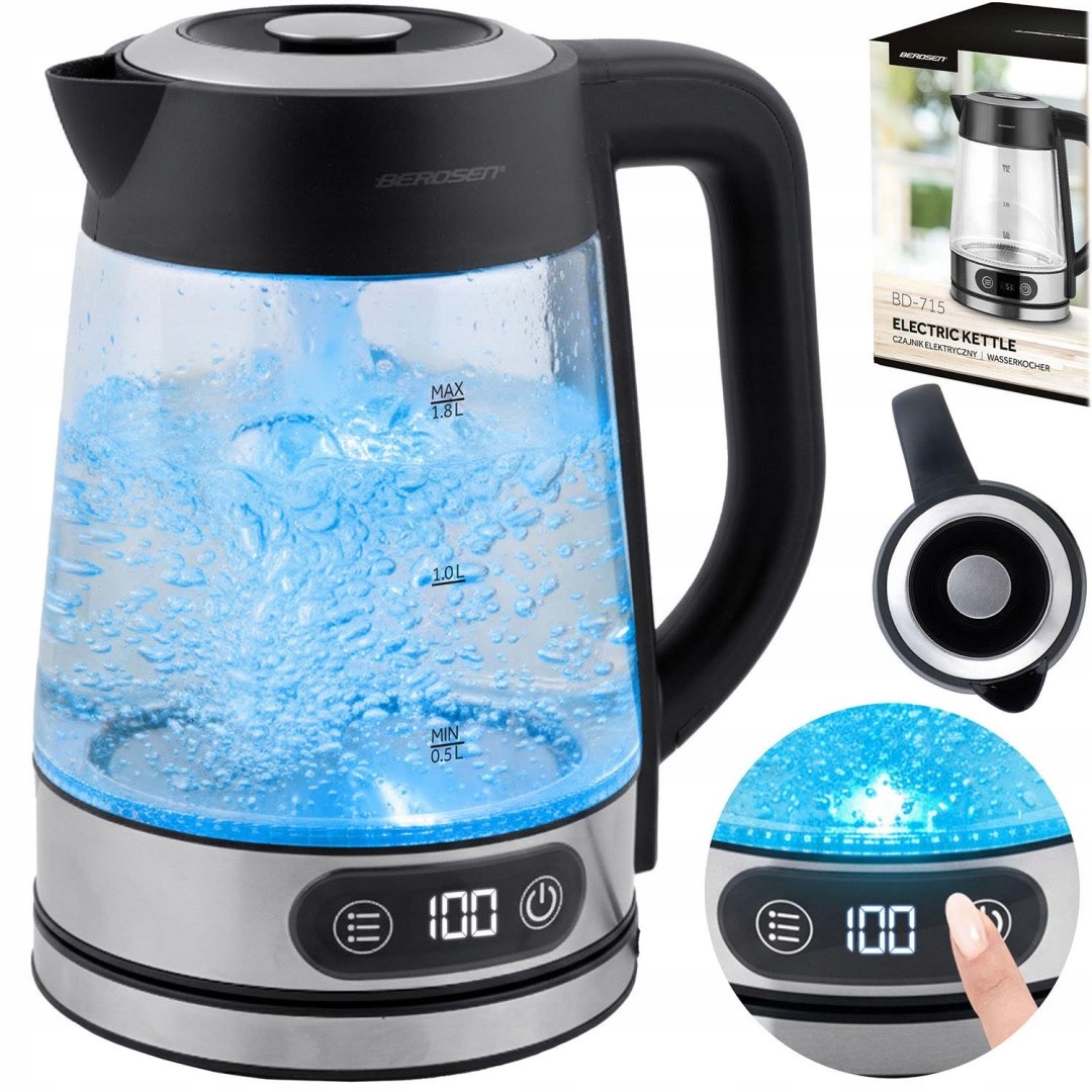 Skleněná elektrická konvice s regulací teploty 1,8 l 2200 W Berdsen BD-7