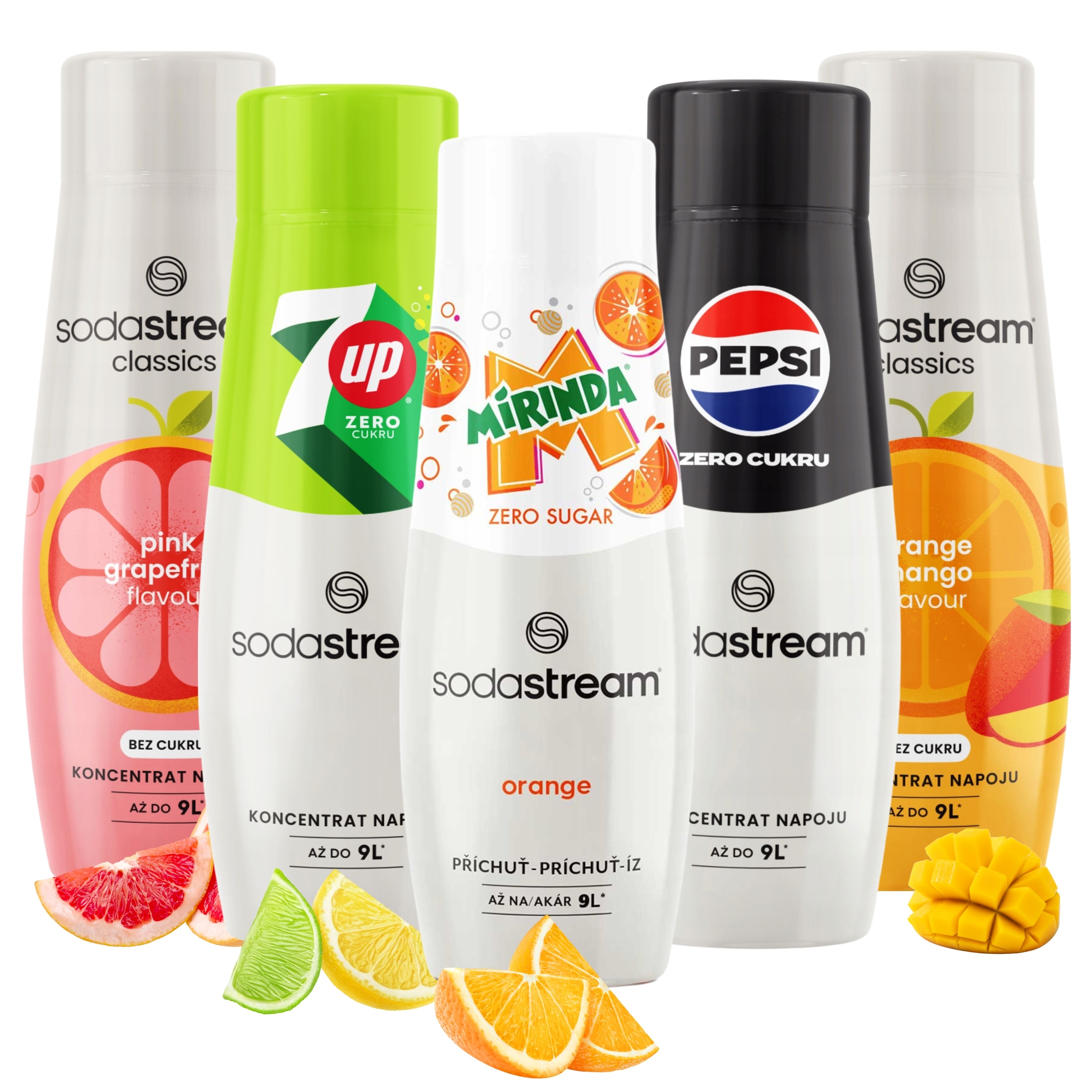 5x Sirup Sodastream Bez Cukru Sada Pepsi Max, Mirinda Zero, 7UP Zero Šťáva