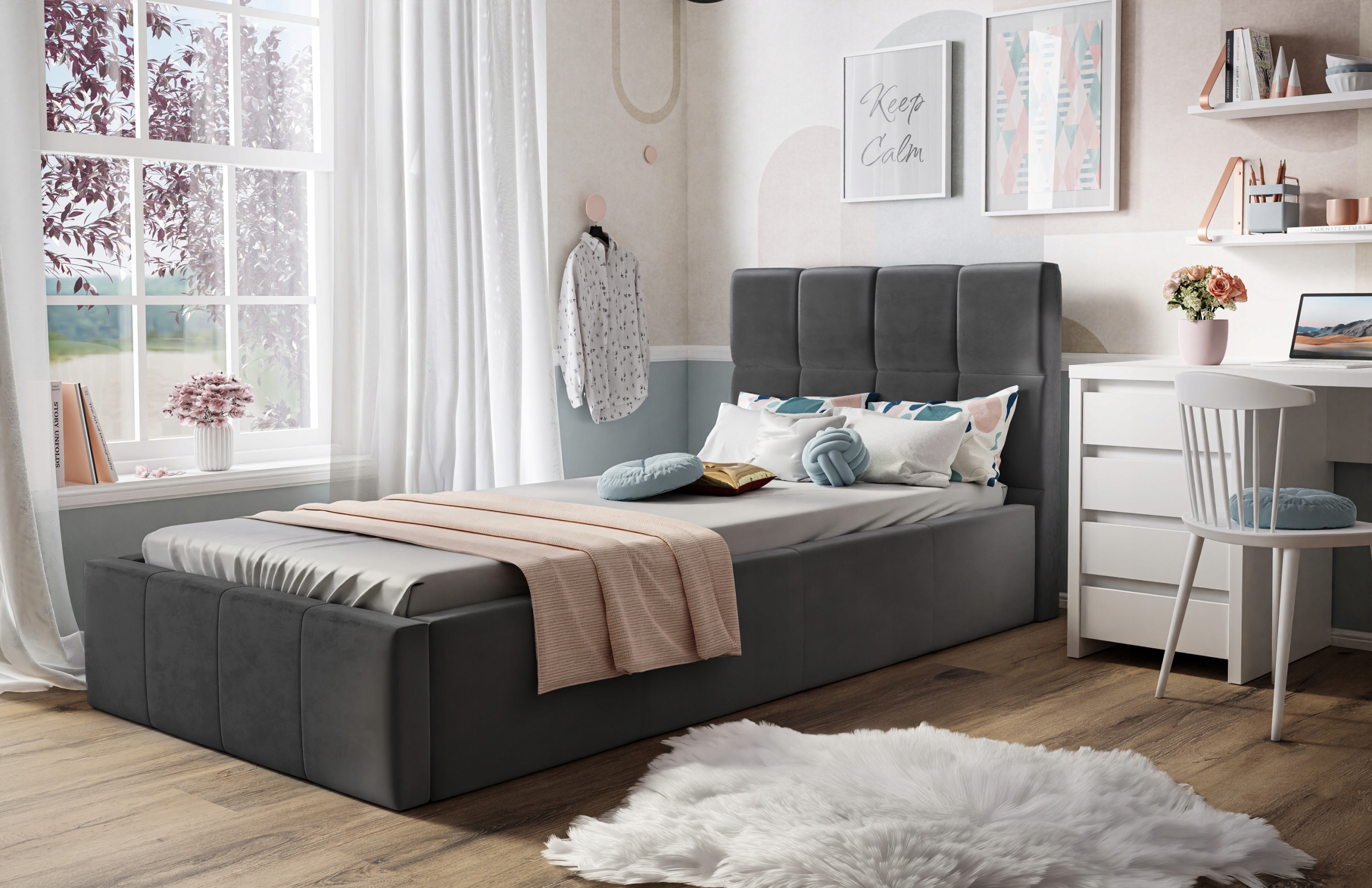 Łóżko tapicerowane CHARLIE pojedyncze 90x200 Szerokość mebla 108 cm