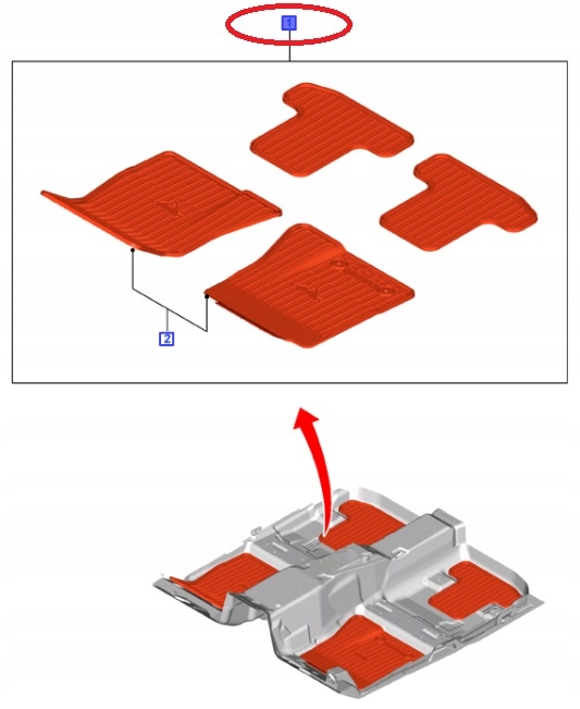 DYWANIKI GUMOWE KOMPLET FORD MUSTANG MK6 15- 2172286 _ HR3J-63130D00-AB3GAX Materiał welur