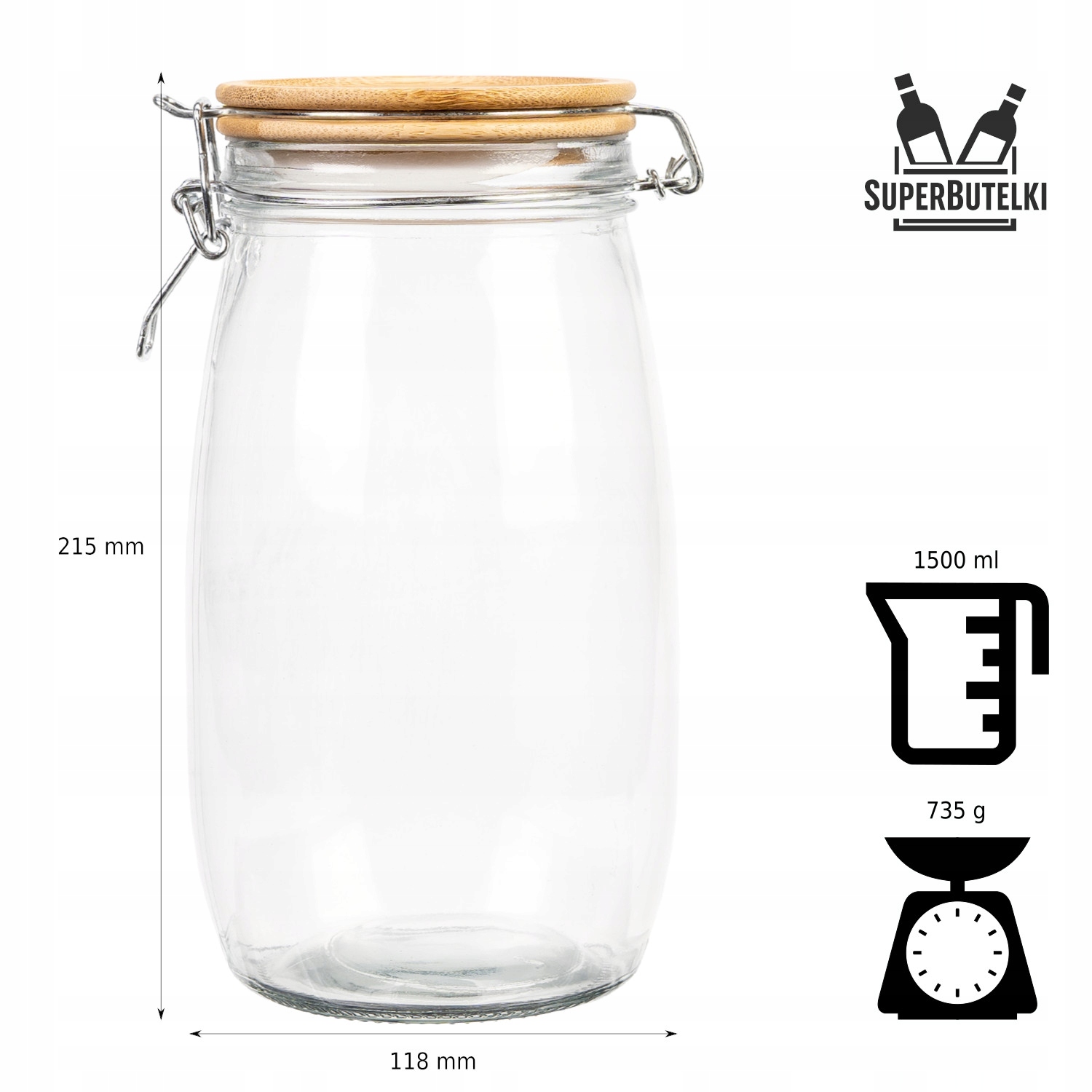 POJEMNIK Z PRZYKRYWKĄ 1,5 L ZAMYKANY SZKLANY SŁÓJ Rodzaj słoiki i zakrętki