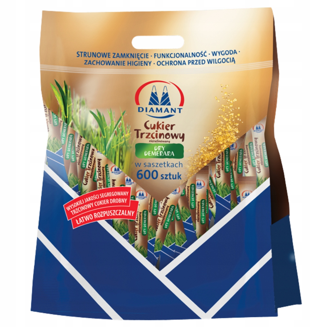 Levně Diamant Dry Demerara Cukr nerafinovaný v sáčcích 3 kg 600 ks