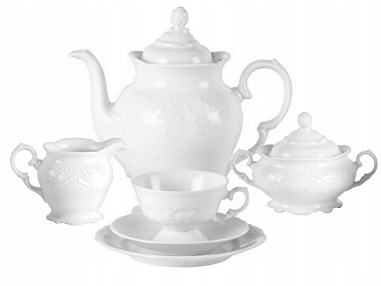 C001 Serwis Do Kawy 6/21 Biała Fryderyka Polska Porcelana Chodzież