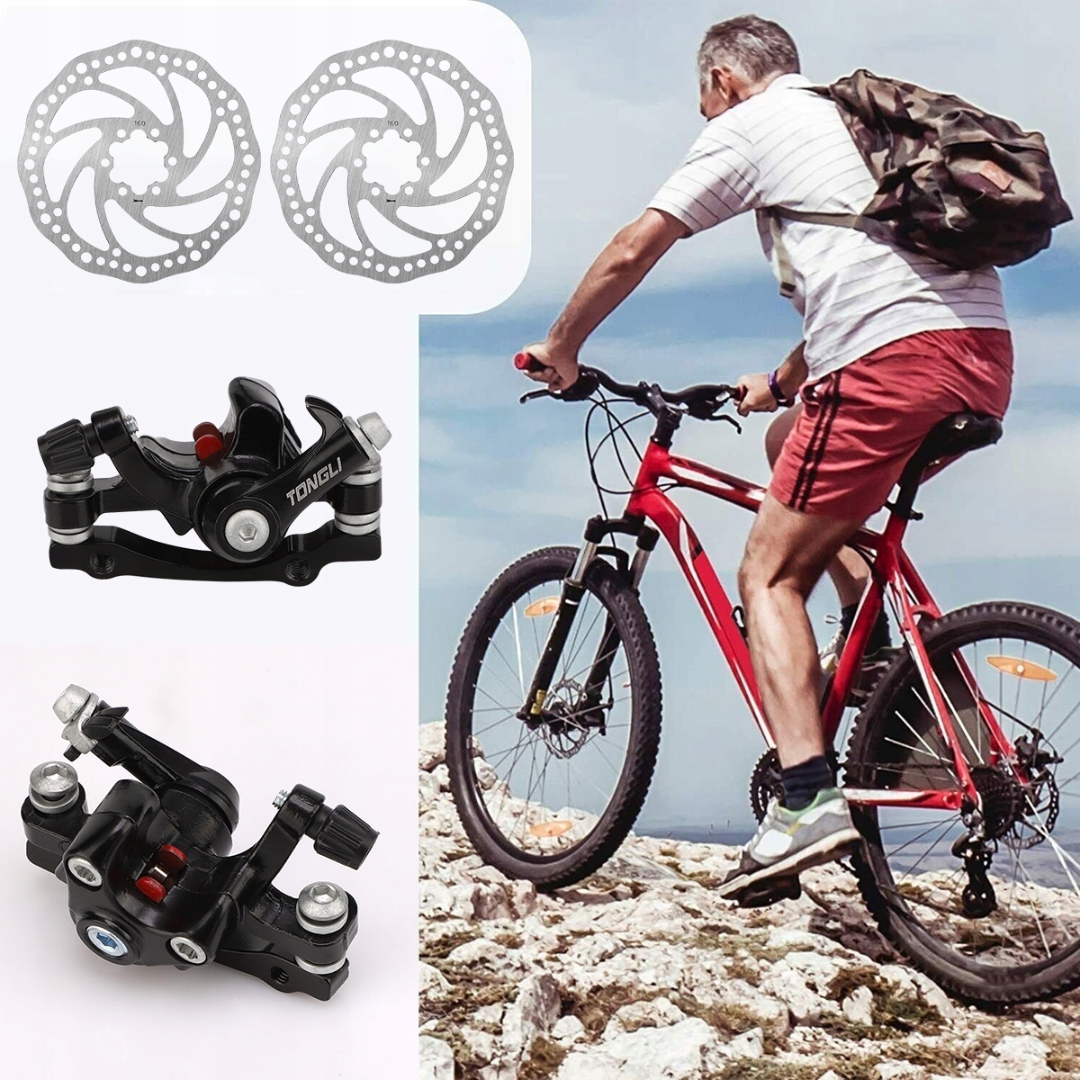 Mechanické Kotoučové Brzdy Na Kolo Přední A Zadní 160MM Včetně Šroubů A Lanka