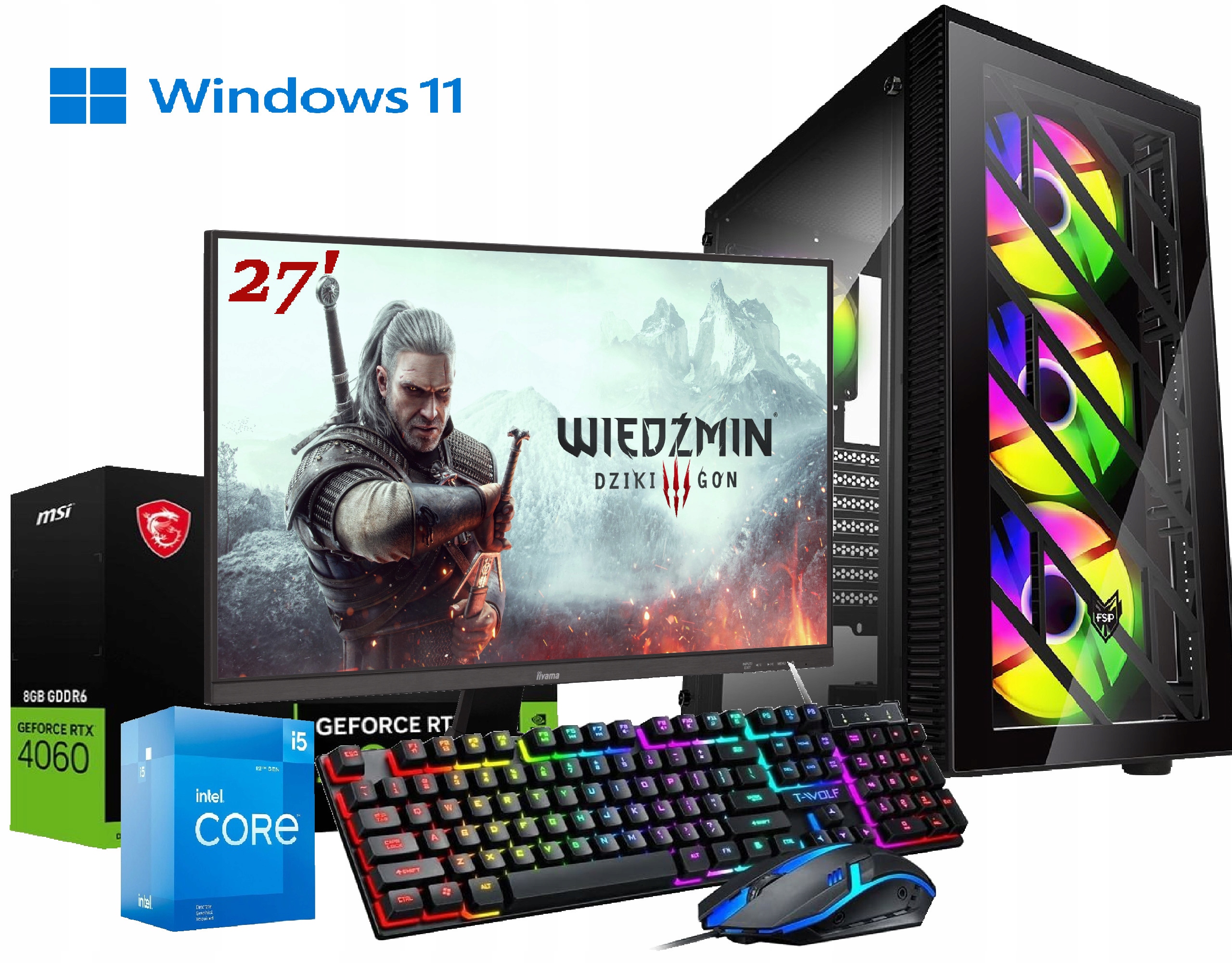 Sada pro Pc hry I5 12400F Rtx 4060 8GB 32GB DDR4 960 Gb M2 WIN11