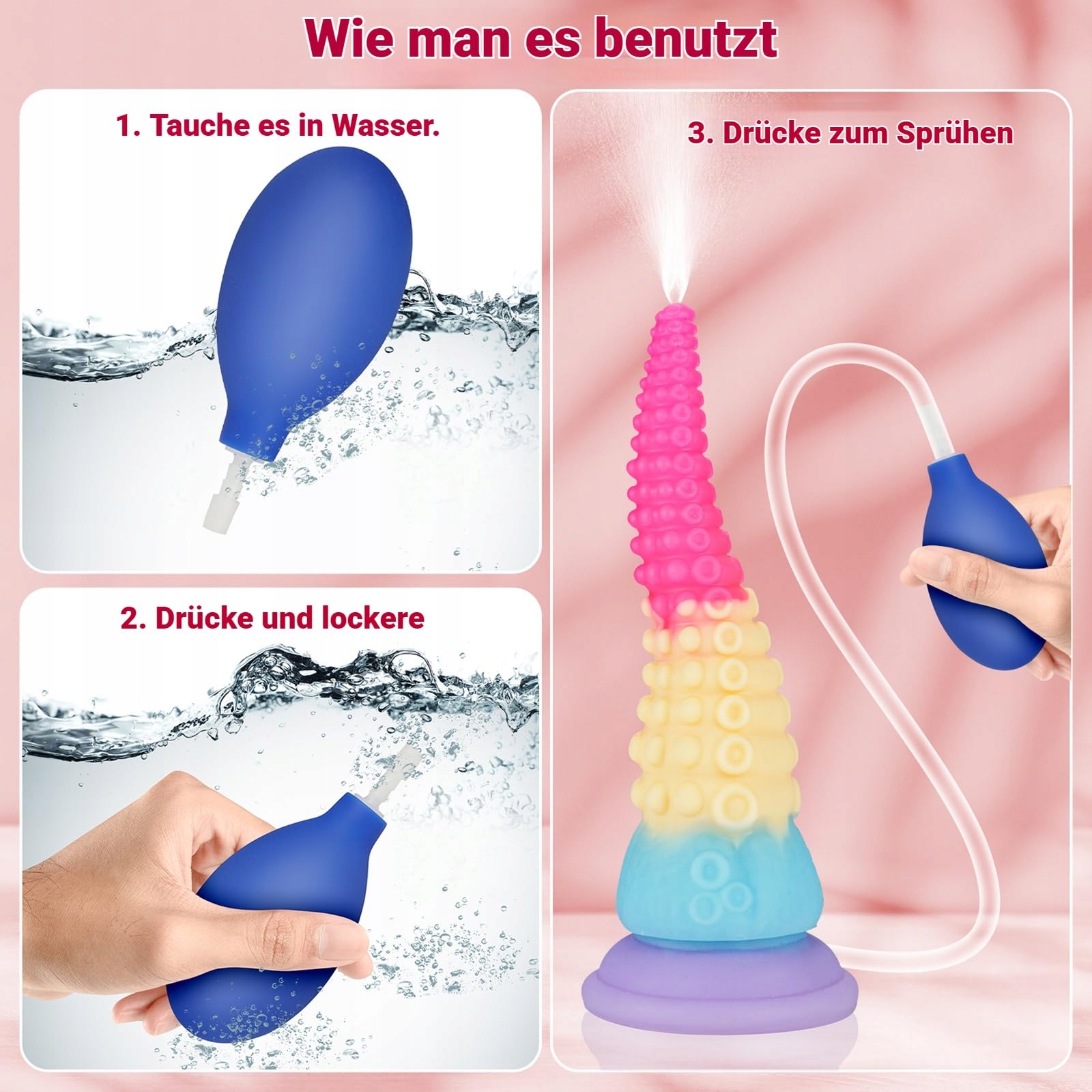 SPRITZ Dildo Potwór 20 CM Silikonowy Tentaklowy Dildo z Przyssawką — miniatura 4