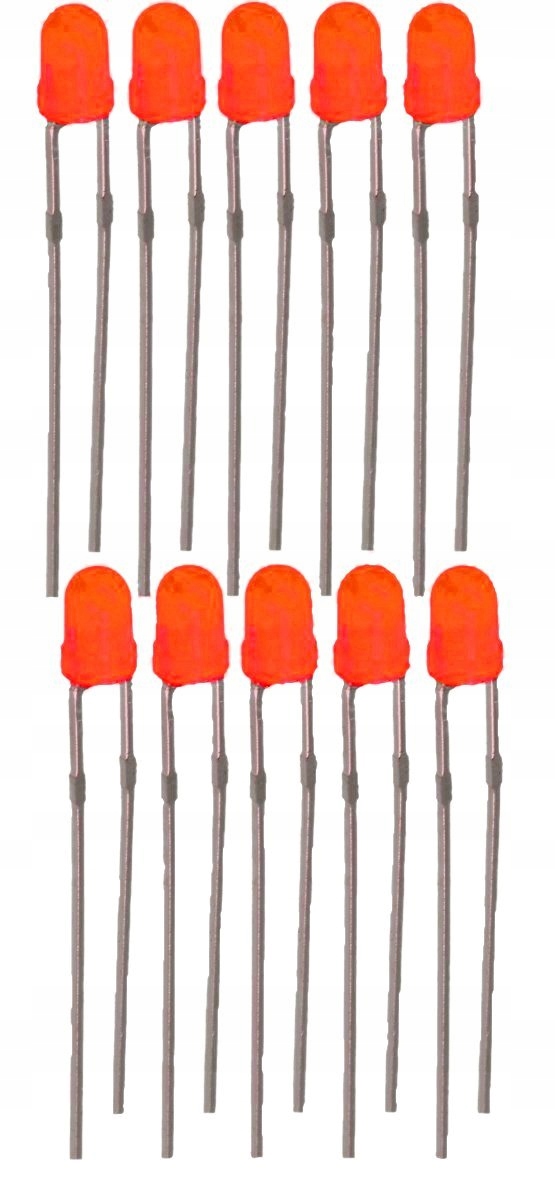 Dioda Led czerwona zestaw 10 sztuk 3mm barwiona matowa diody Led