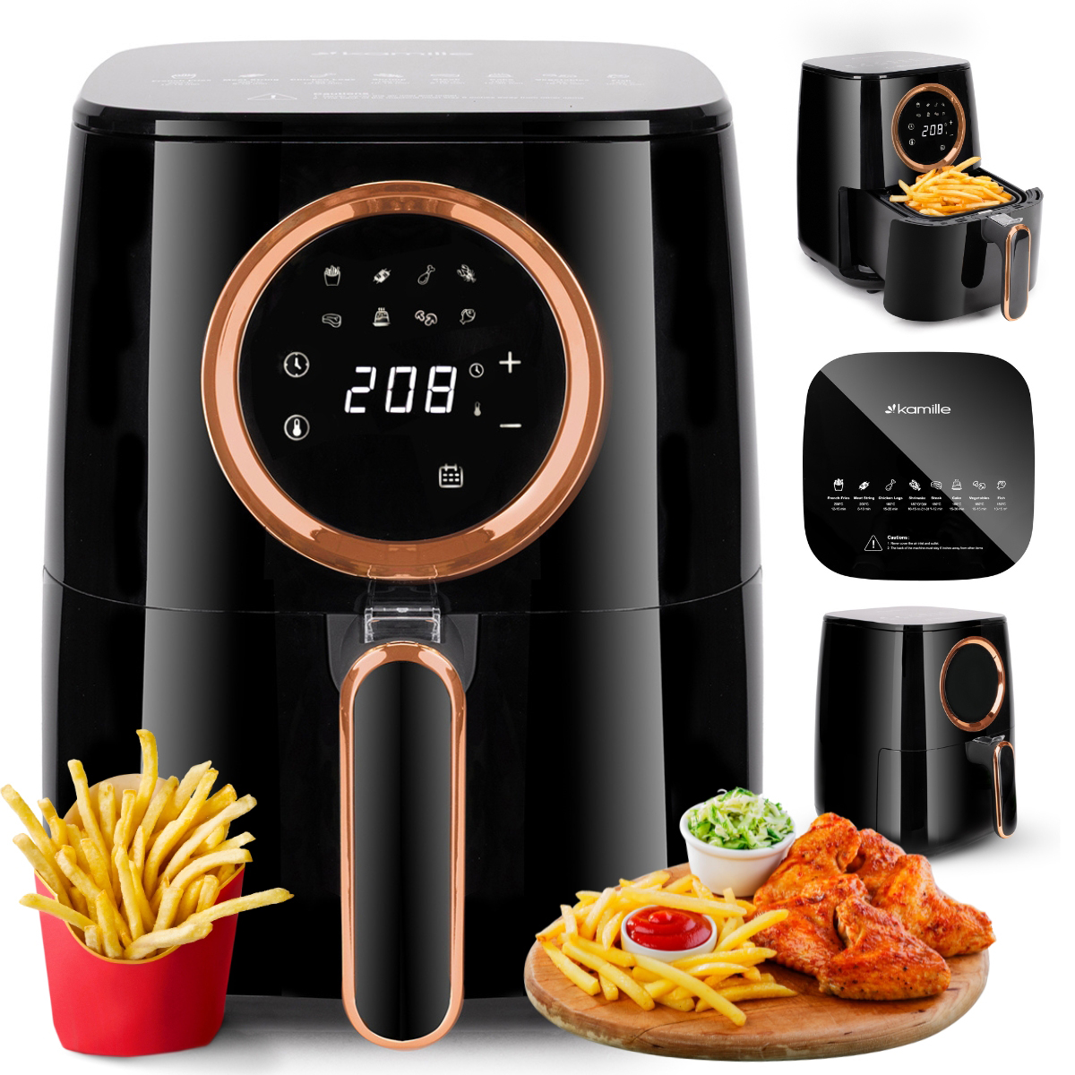 Frytkownica Frytownica Beztłuszczowa Air Fryer 3,5 L Panel Led Kamille