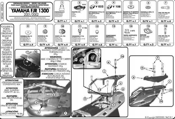 Kappa Rám Centrálneho Kufra Yamaha Fjr 1300 (01-05) S Doskou Monokey
