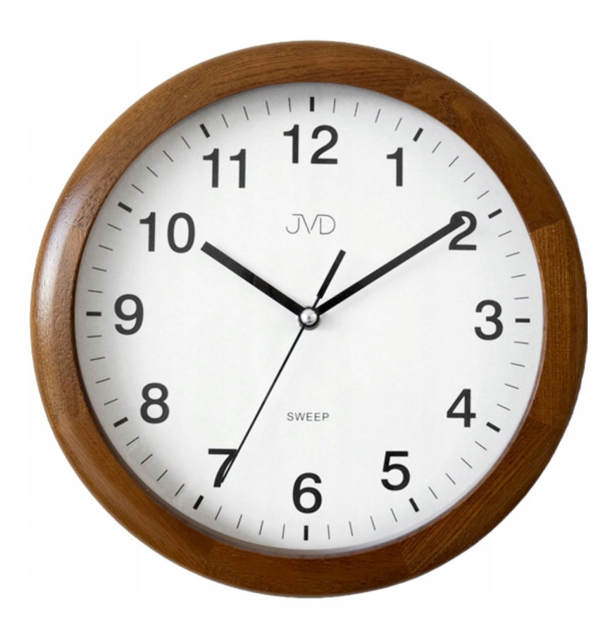 Hnědé Dřevěné Rádiově Ovládané Tiché Nástěnné Hodiny Jvd NS19020.2 27 cm