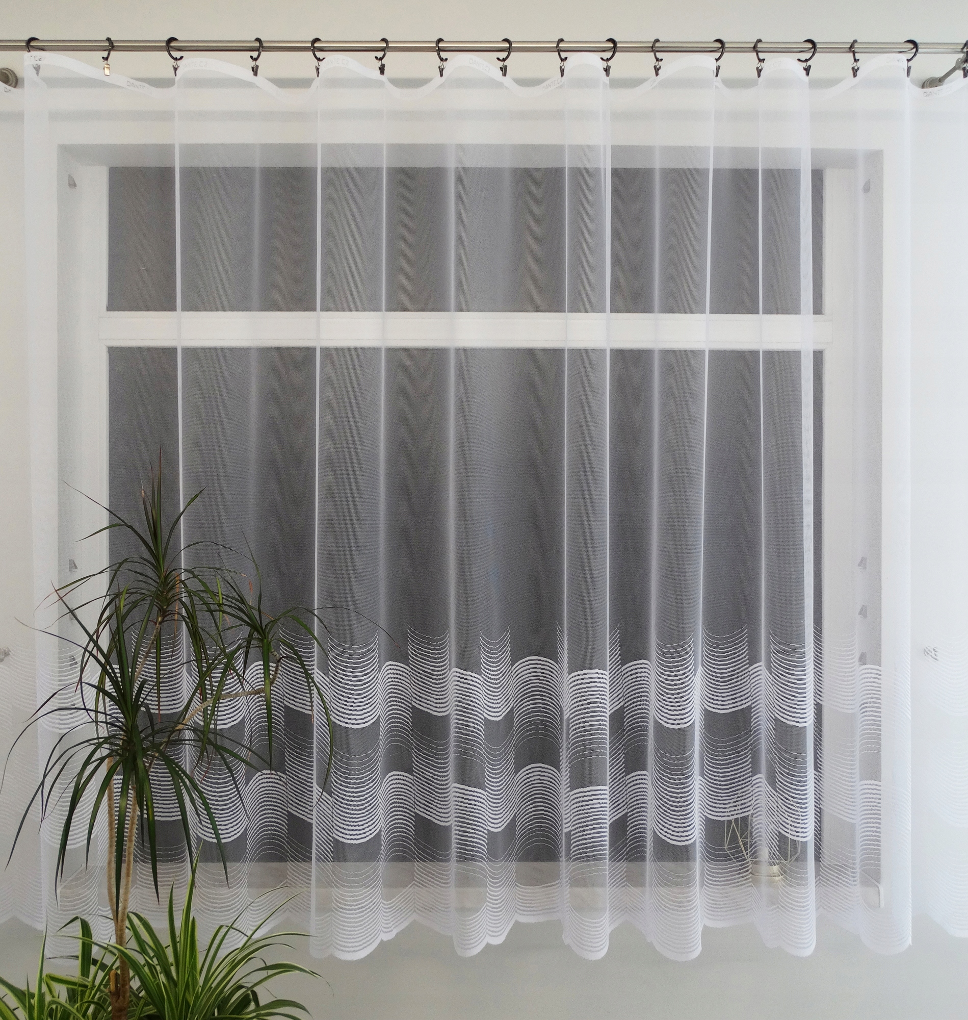 Mg Záclona žakár 34167 Bílá hotová s páskou obšitá 350 x 160 cm M