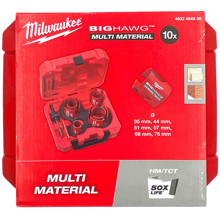 Zestaw Otwornic 35-76mm 10szt Big Hawg Milwaukee 4932464939