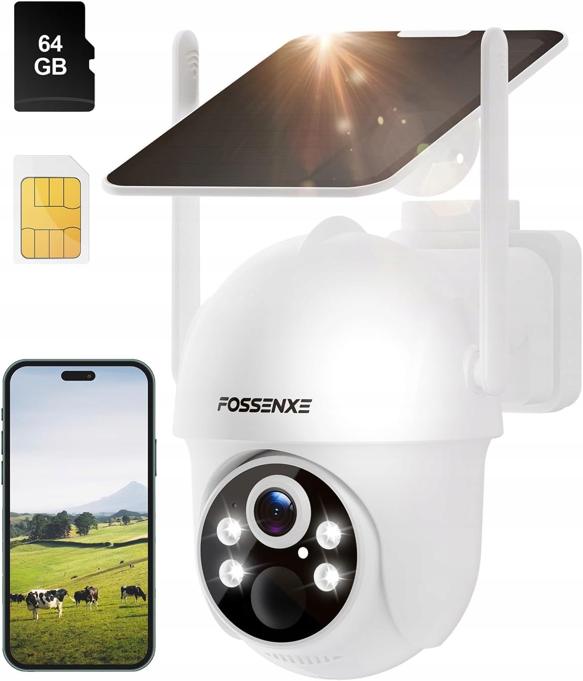 4G Sim solárna kamera Batéria 2K 4MP Externá Ptz 360 Pir IP66 Fossenxe