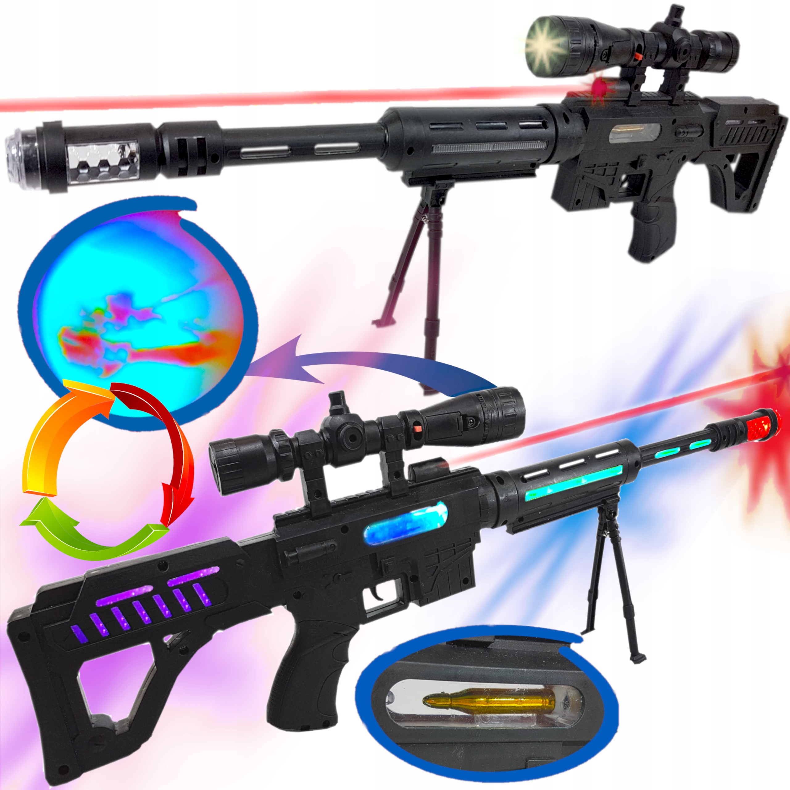 

Karabin Snajperka Na Baterie Laser,hologram Dzwięk