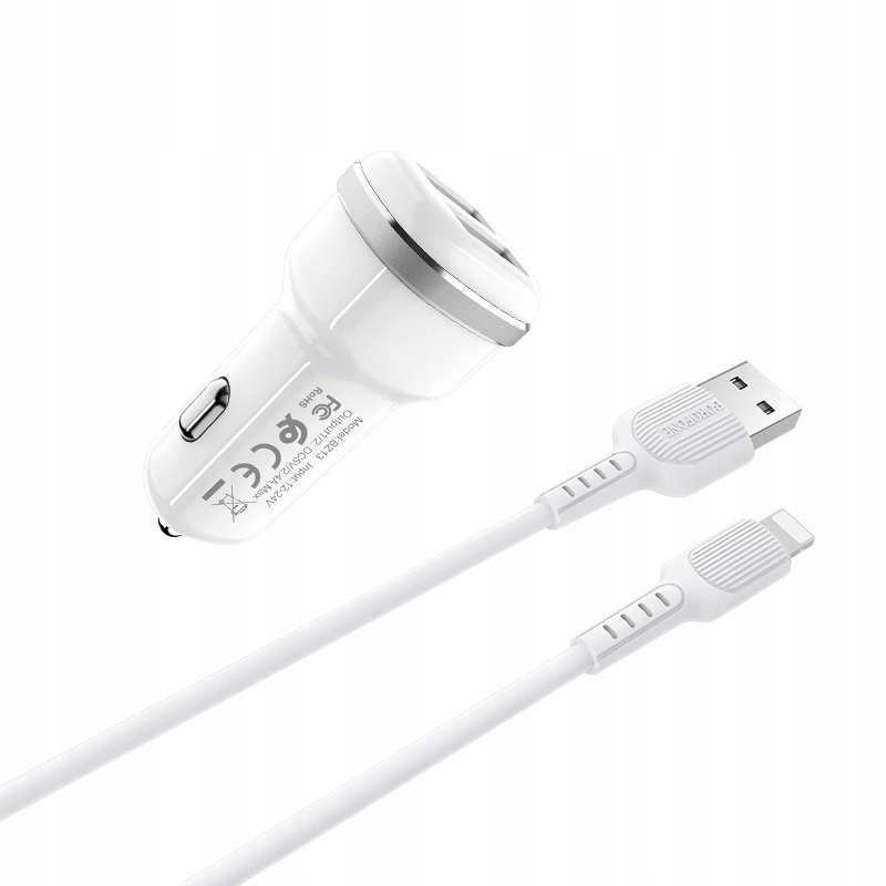 Ładowarka samochodowa Borofone 2 x USB kabel Lightning biała Producent Borofone