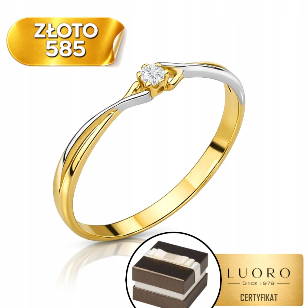 Prstýnek 585 14K Dvě Barvy Se Zirkonem Šířka 2 MM R11