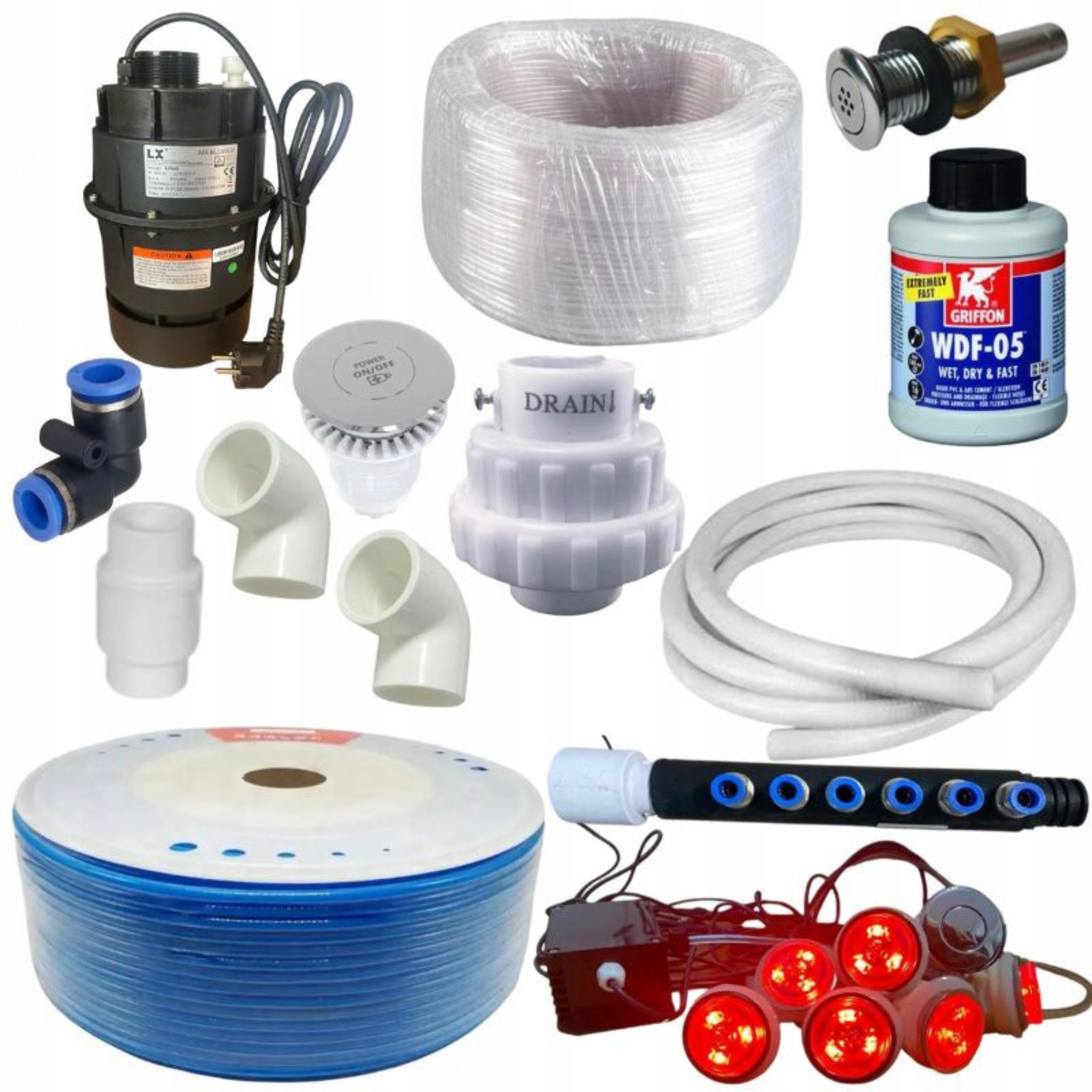 Aeromasážní sada pro vzduchovou masáž Jacuzi Bali 900W 30 trysek včetně 6LED