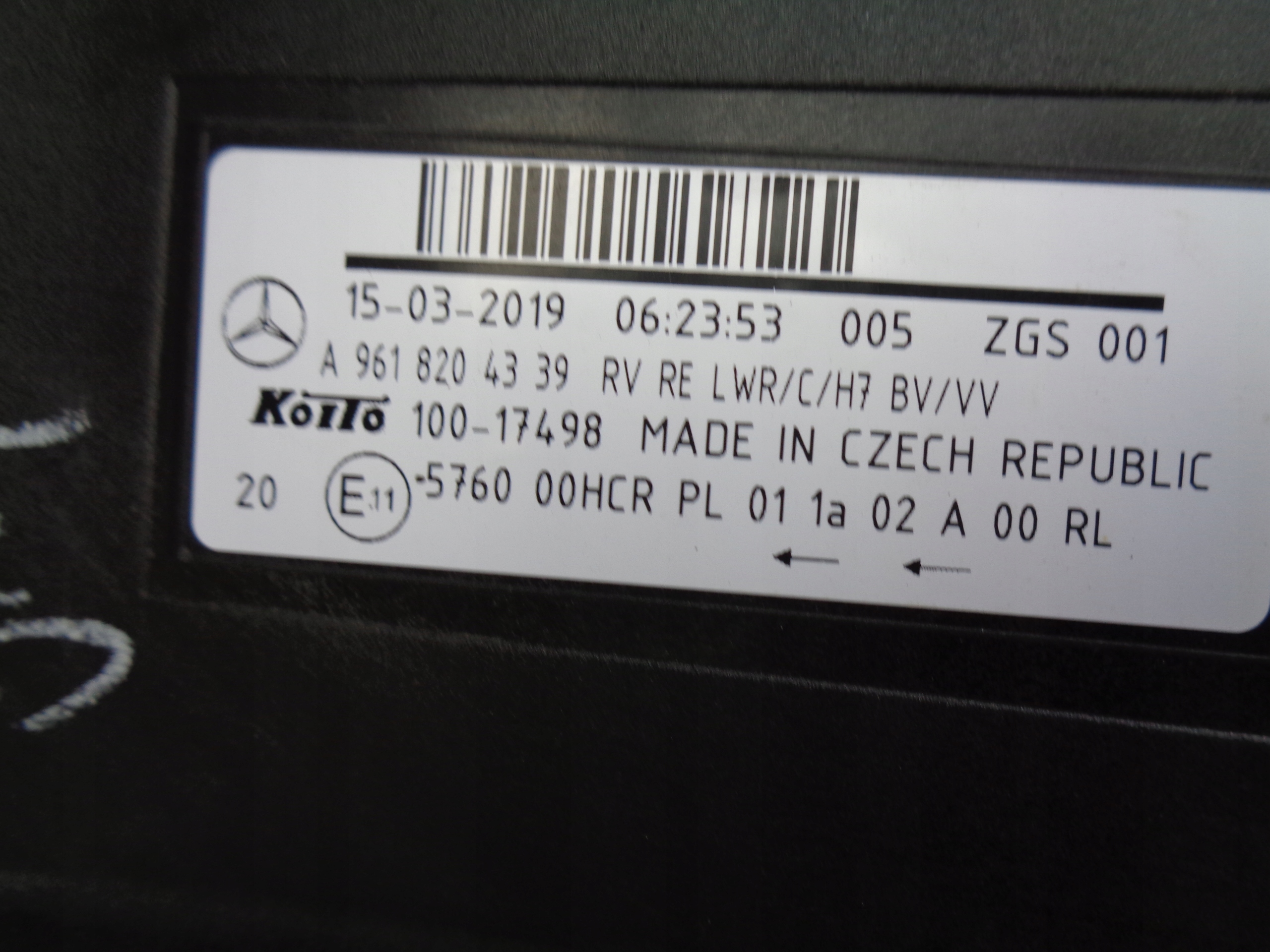 light right REFLEKTOR MERCEDES ACTROS MP4 W961
