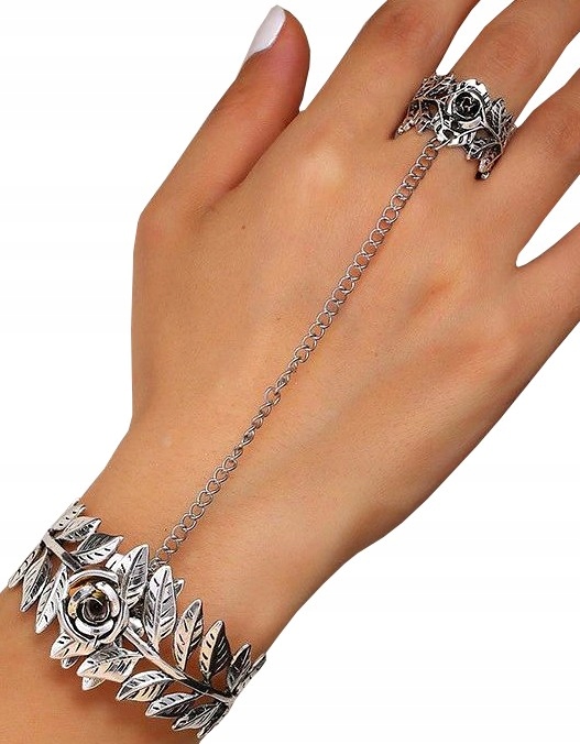 

Bransoletka metalowa damska róża pierścionek retro