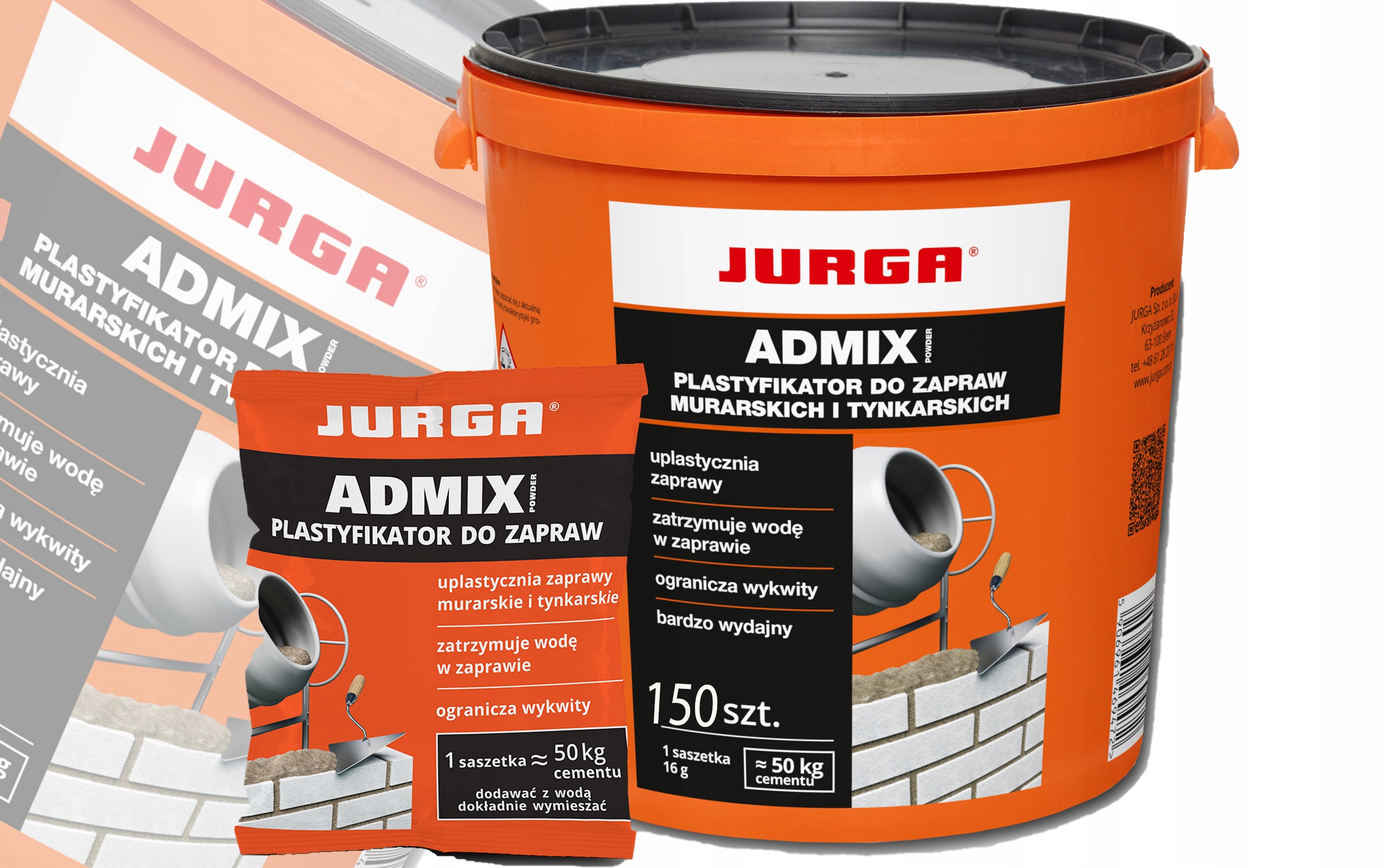 Plastyfikator do Betonu w Saszetkach 150szt Wiadro Marka Jurga