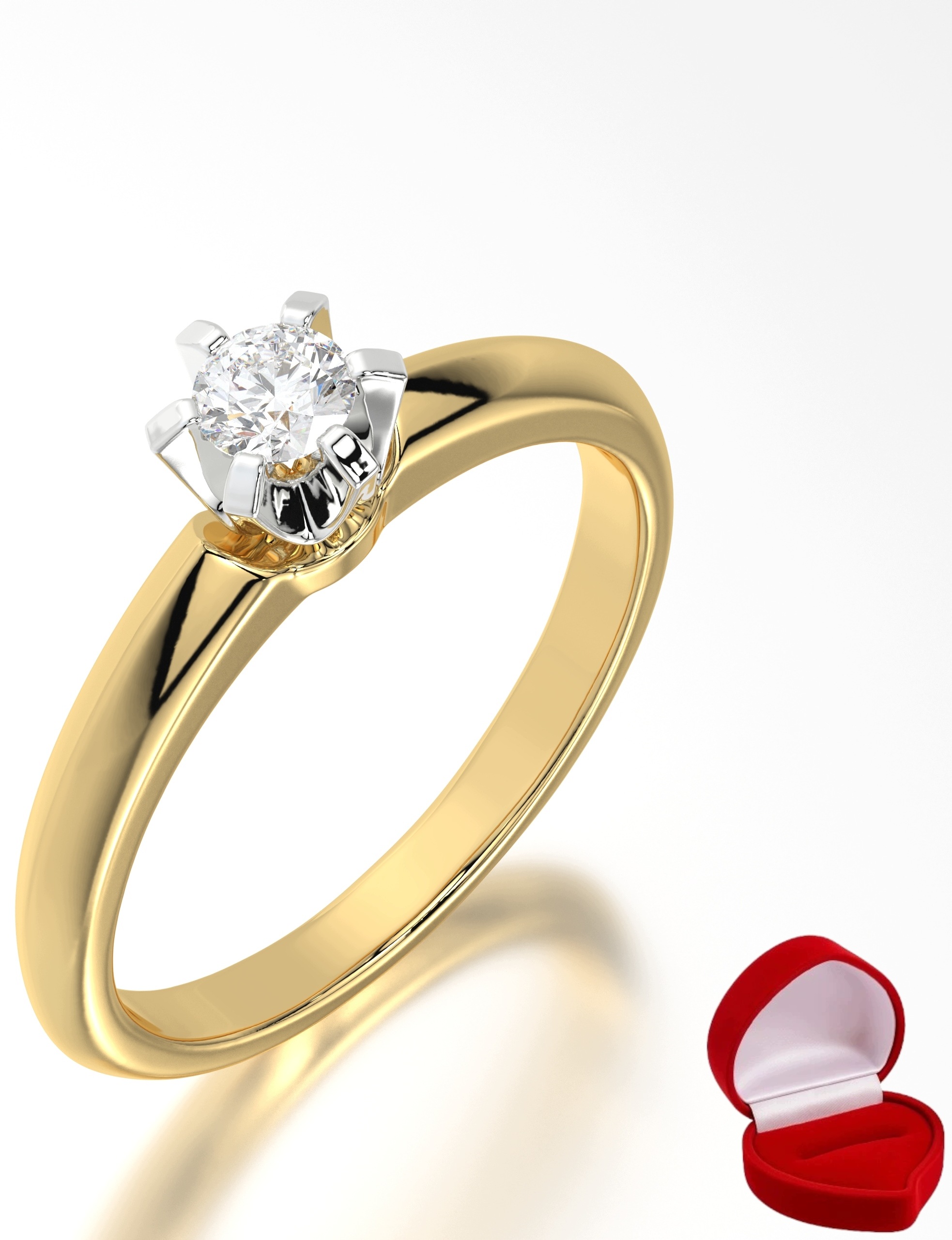 Zlatý Prstýnek 585 14k Diamant Brylant 0,14 ct R25