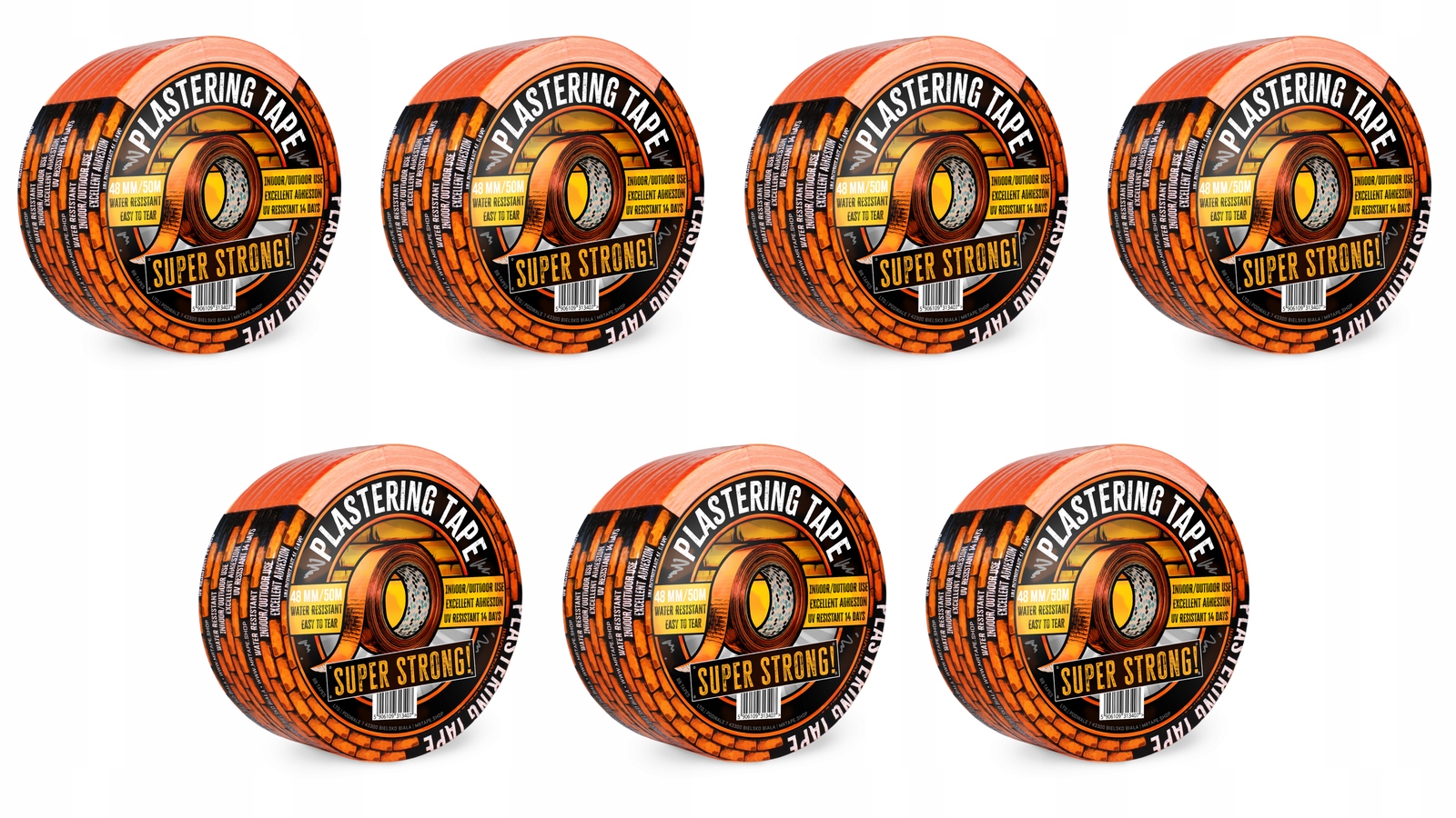 7 ks Fasádní Omítková Páska Oranžová Stavební Silná 48 mm x 50 m