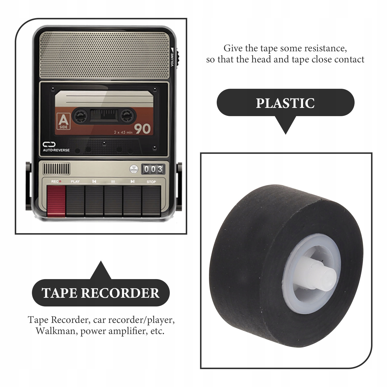 REJESTRATOR KASETOWY VCR ROLKA DOCISKOWA 3 SZT Kolor czarny