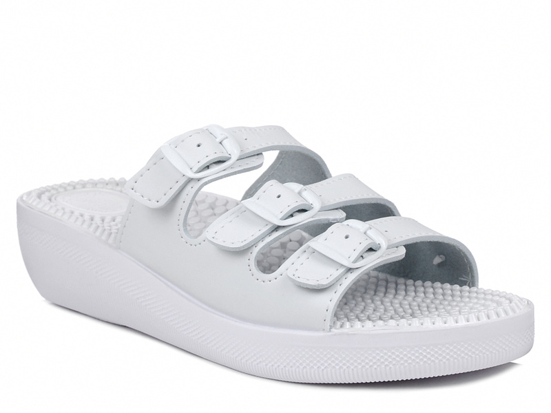 Klapki damskie Fakirki KF-03 medyczne sanitarne białe masujące z kolcami 40