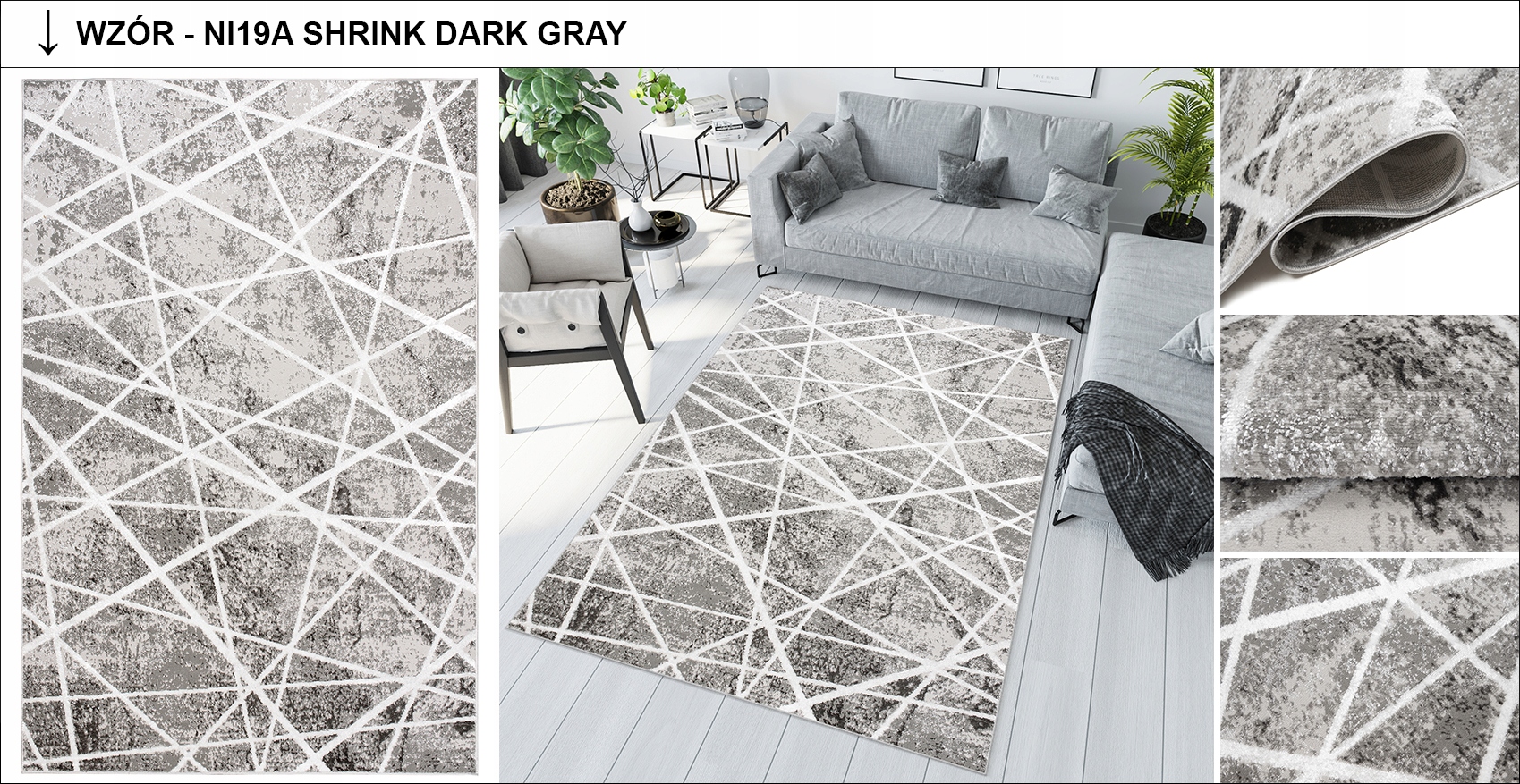 Dywan CRYSTAL 200x300 Z Połyskiem Nowoczesny Modny Miękki Różne Wzory Kształt Prostokąt