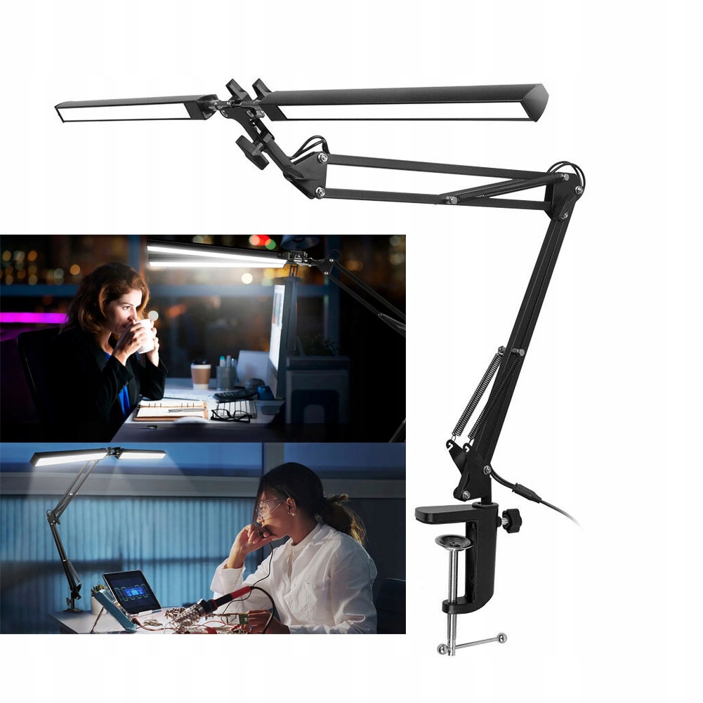 Dvojitá Led lampa na psací stůl Kreslící Výkonná 24W Nastavitelná 3000-6500K