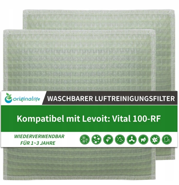 Náhradní filtr Levoit Vital 100 Rf omyvatelný 60x použití technologie 2ks