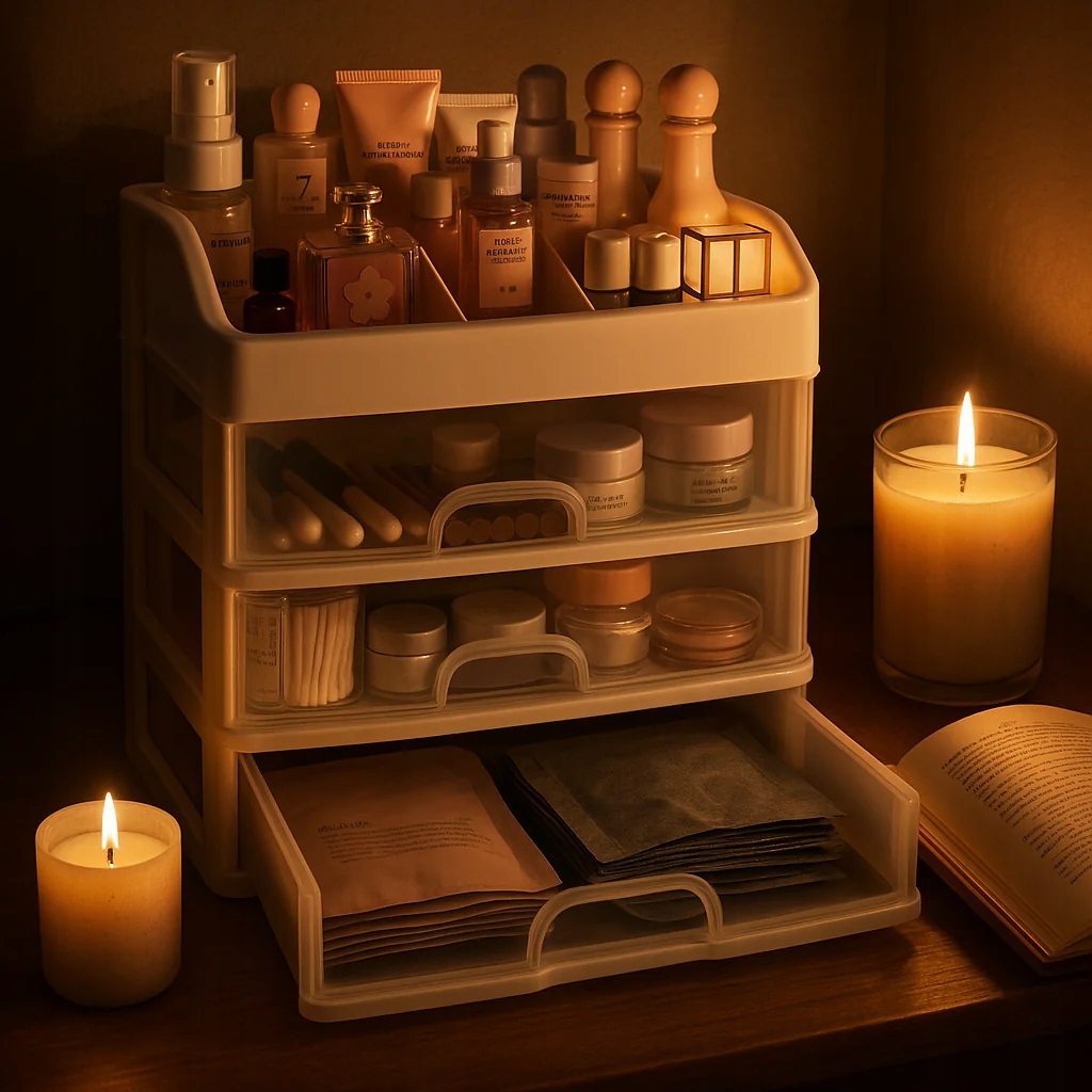 SZKATUŁKA ORGANIZER NA KOSMETYKI BIŻUTERIĘ PUDEŁKO DUŻY SZUFLADY POJEMNIK Waga produktu z opakowaniem jednostkowym 0.15 kg